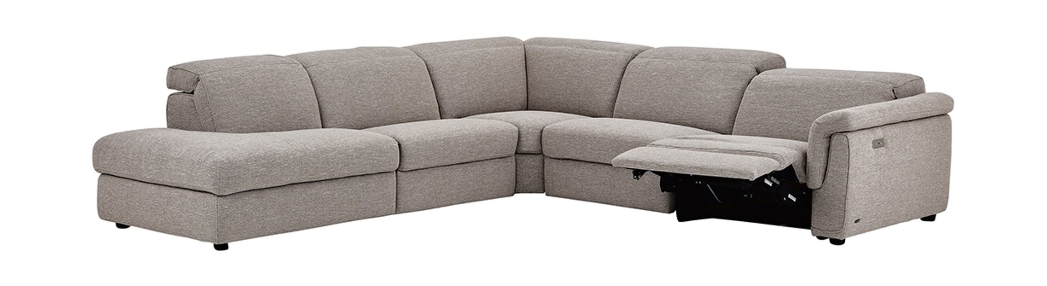 Curioso Fabric/Leather L-Shape Sectional Sofa w/ Recliners & Small Chaise