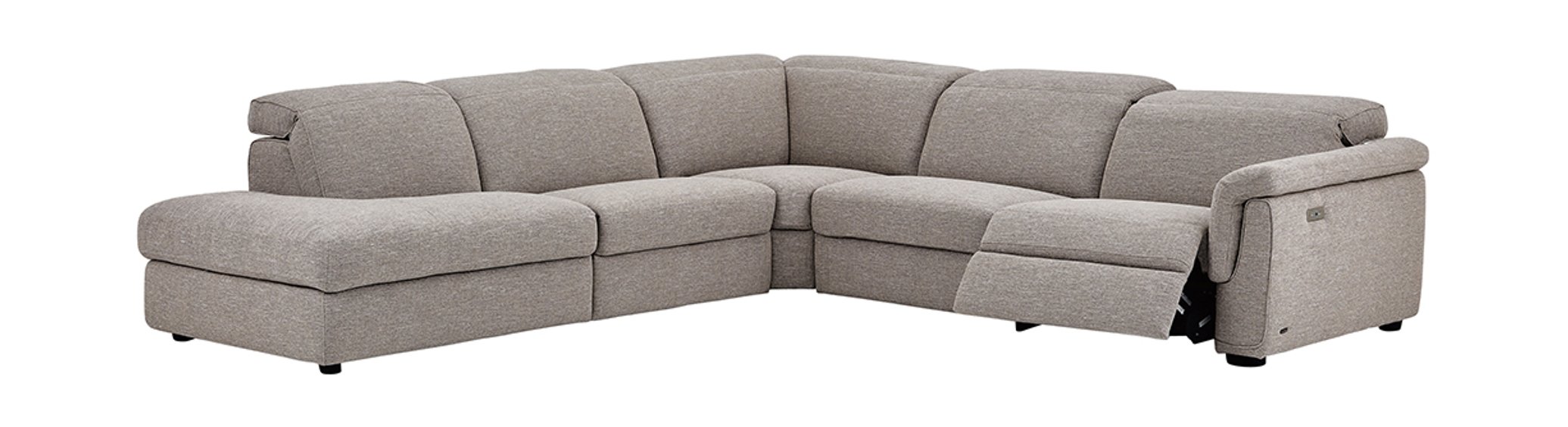 Curioso Fabric/Leather L-Shape Sectional Sofa w/ Recliners & Small Chaise