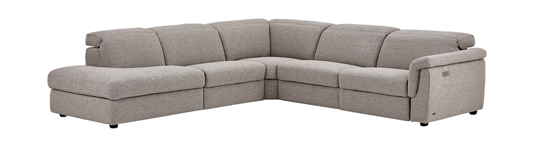 Curioso Fabric/Leather L-Shape Sectional Sofa w/ Recliners & Small Chaise
