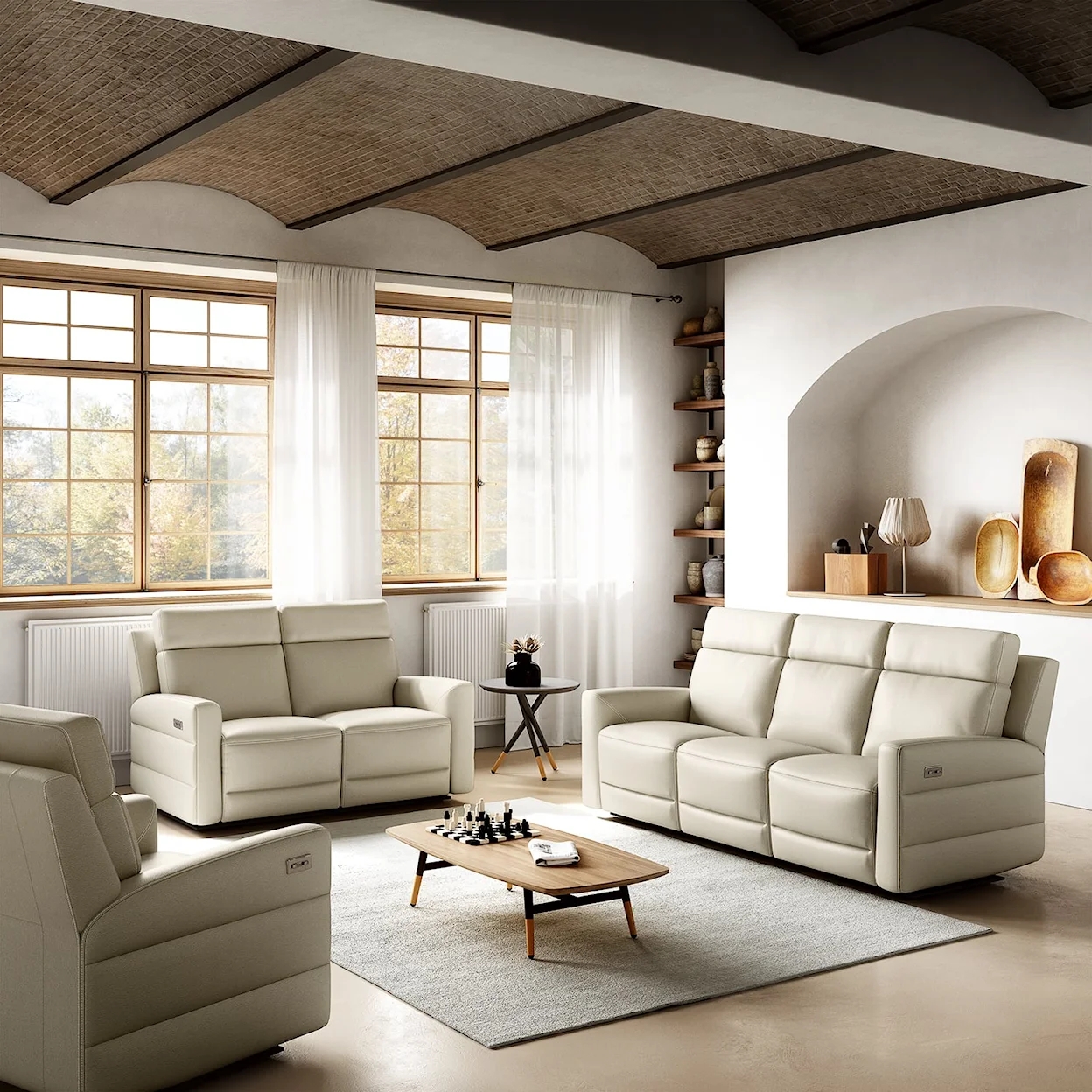 Benevolo Leather Power Reclining Living Room Set
