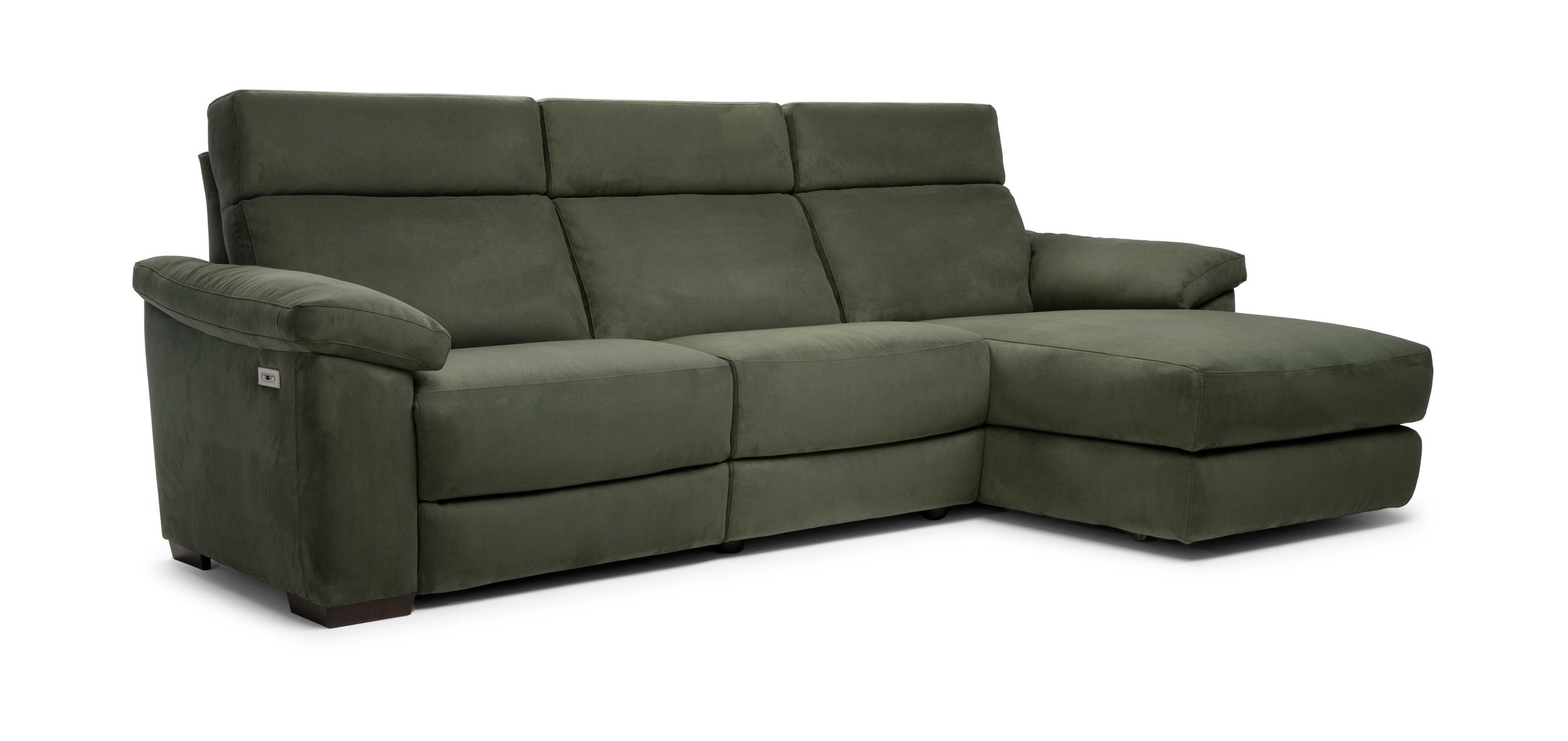 Estremo Fabric/Leather L-Shape Sectional Sofa w/Recliner & Chaise
