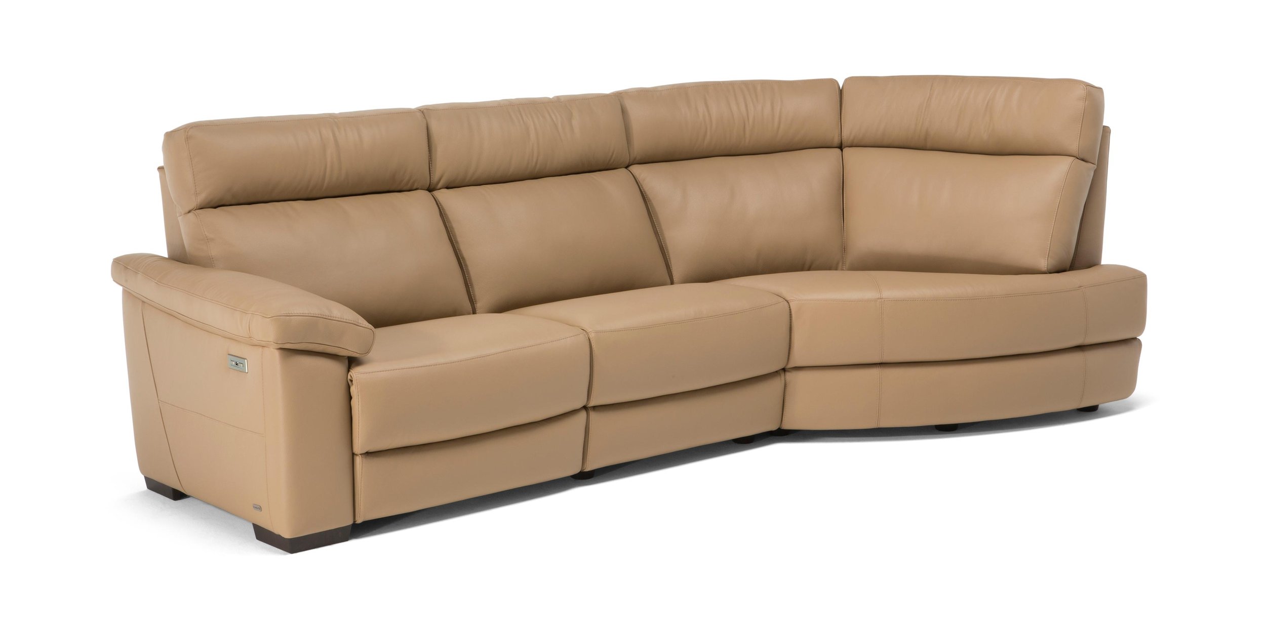 Estremo Fabric/Leather L-Shape Sectional Sofa w/Recliner & Small Round Chaise