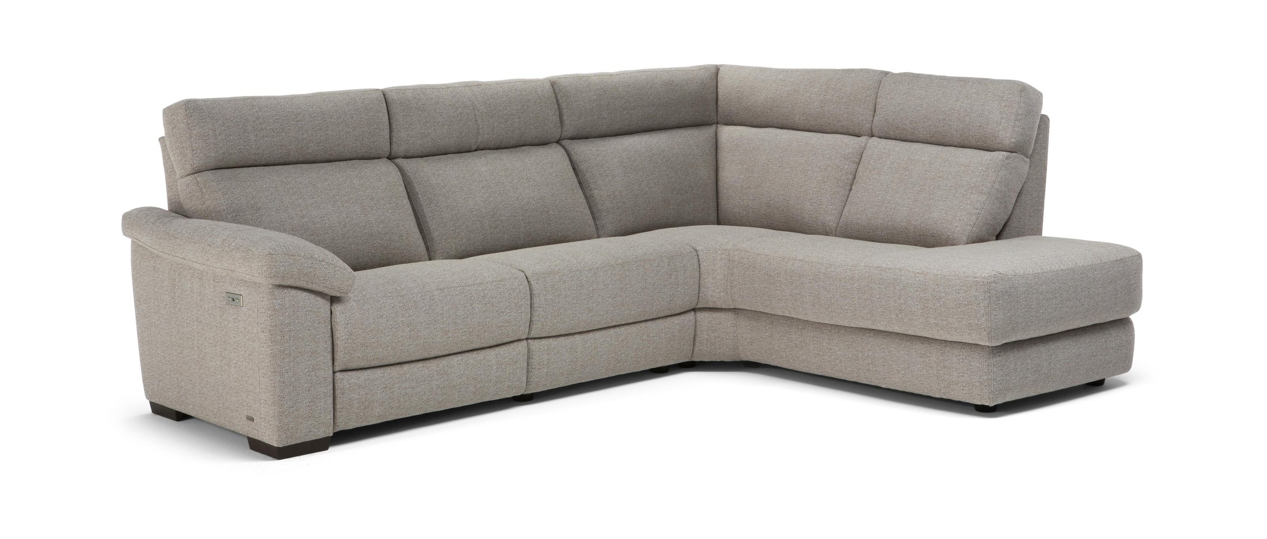 Estremo Fabric/Leather L-Shape Sectional Sofa w/Recliner & Small Chaise