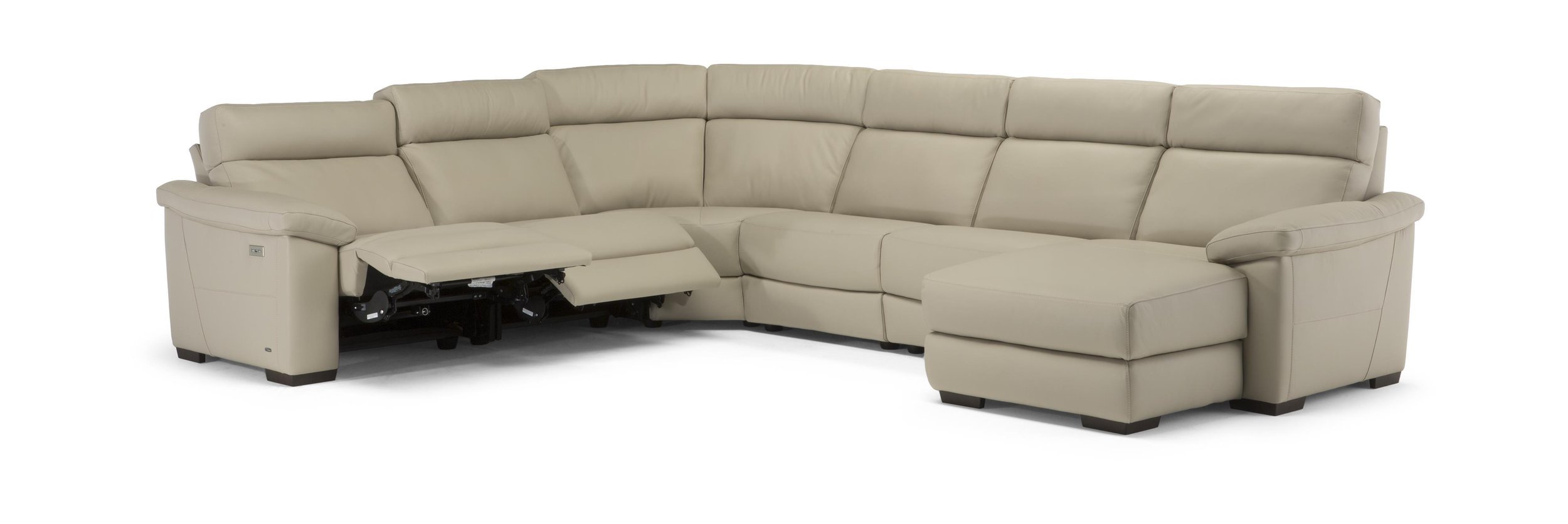 Estremo Fabric/Leather U-Shape Sectional Sofa w/2 Recliners & Chaise