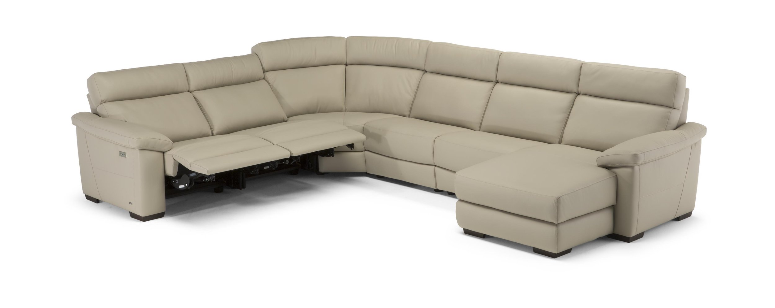 Estremo Fabric/Leather U-Shape Sectional Sofa w/2 Recliners & Chaise