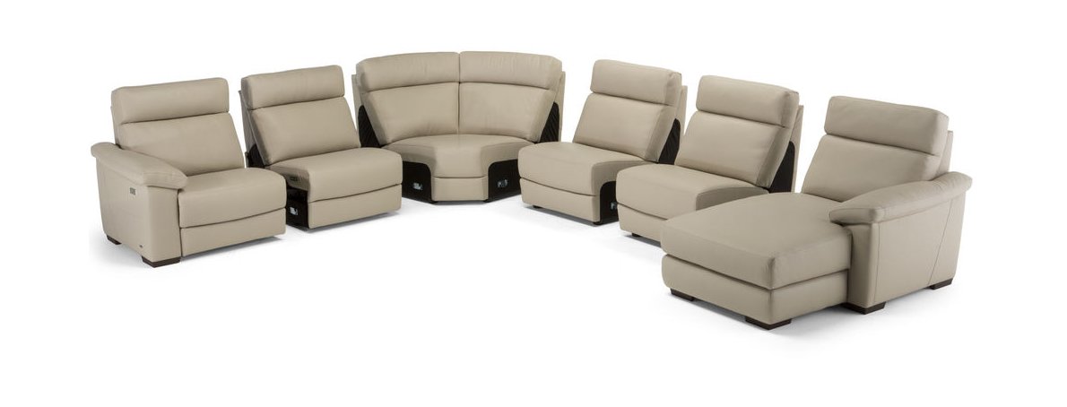 Estremo Fabric/Leather U-Shape Sectional Sofa w/2 Recliners & Chaise