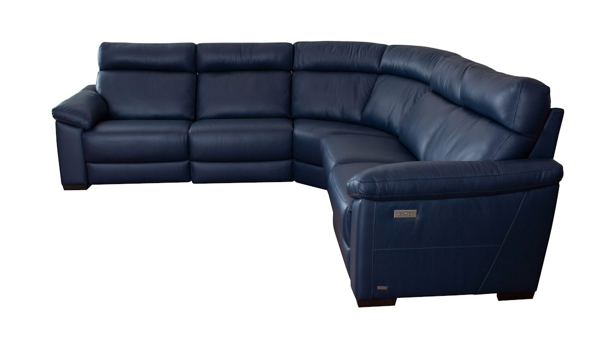 Estremo Fabric/Leather L-Shape Sectional Sofa w/2 Recliners