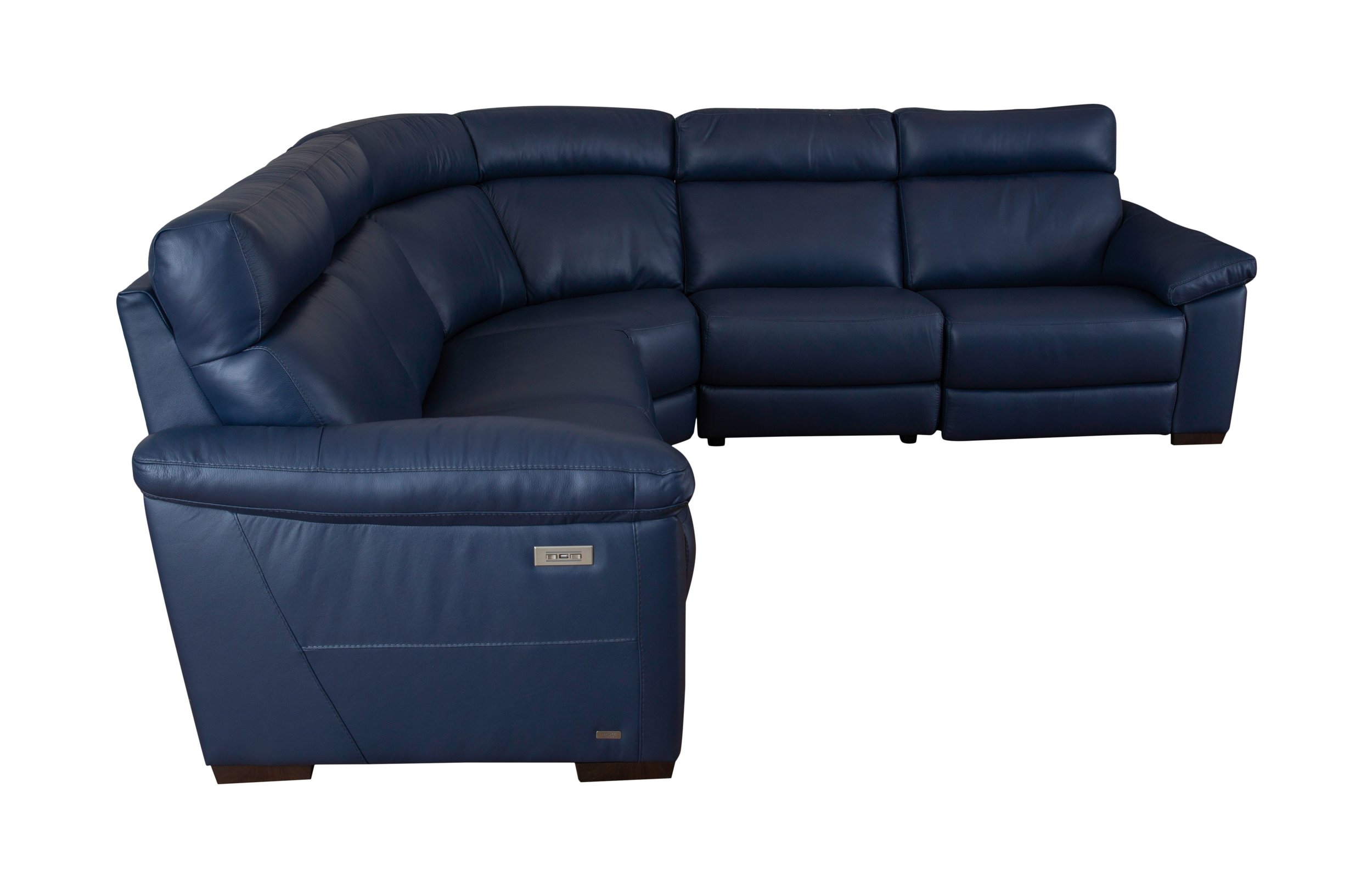 Estremo Fabric/Leather L-Shape Sectional Sofa w/2 Recliners