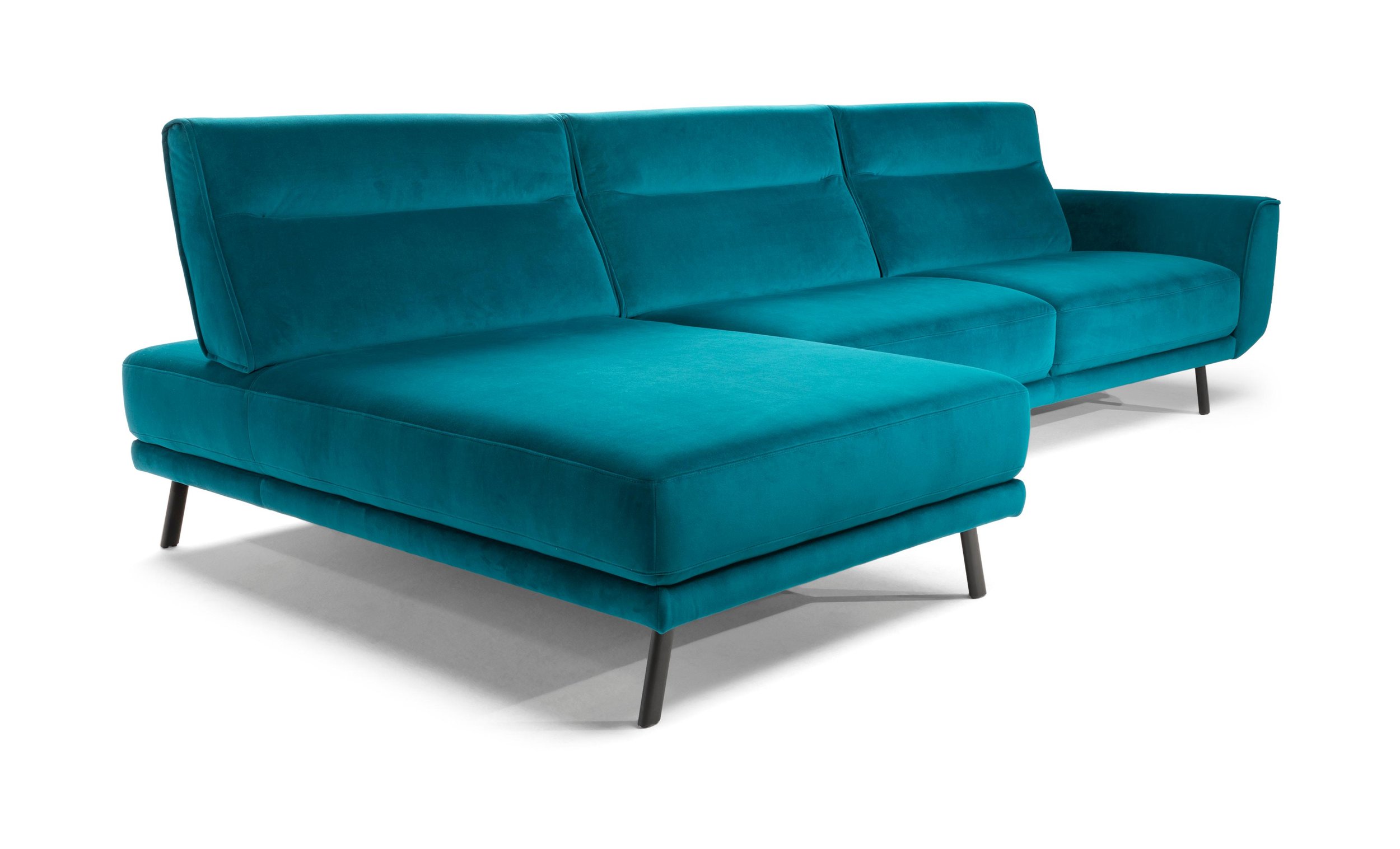 Rotterdam Fabric/Leather L-Shape Sectional Sofa w/ Motion & Chaise Lounge