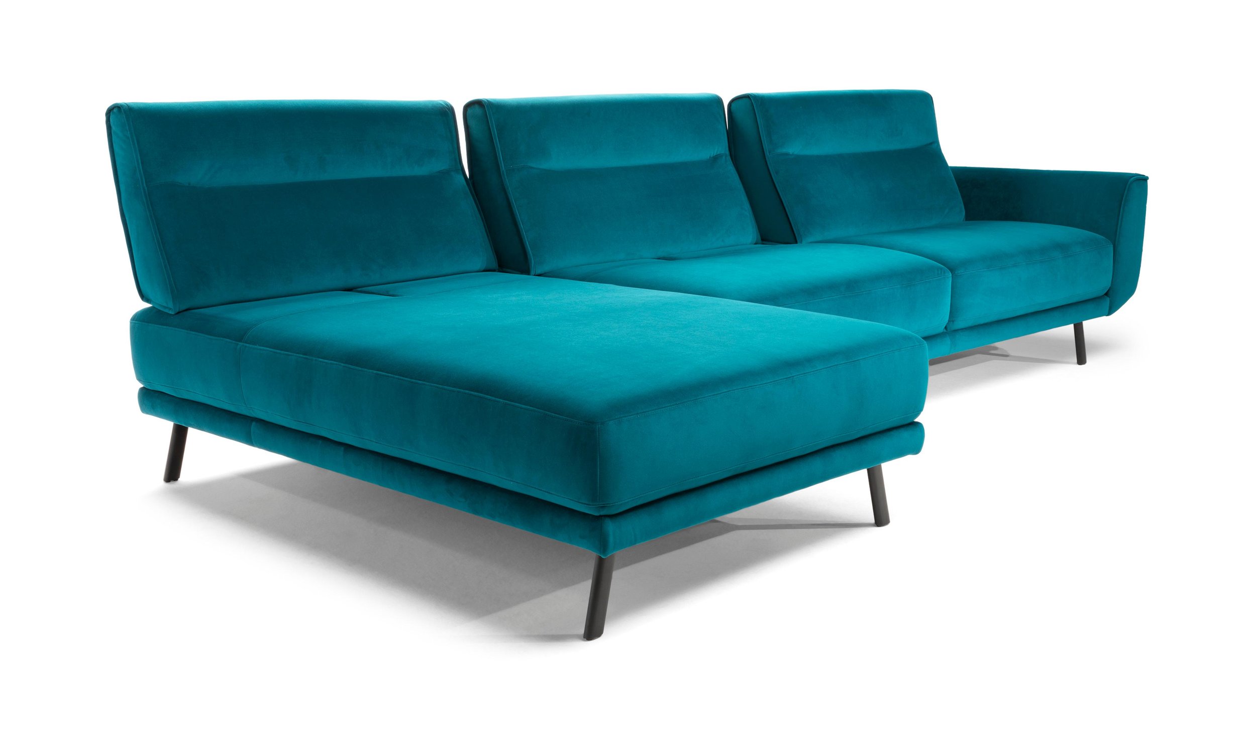 Rotterdam Fabric/Leather L-Shape Sectional Sofa w/ Motion & Chaise Lounge