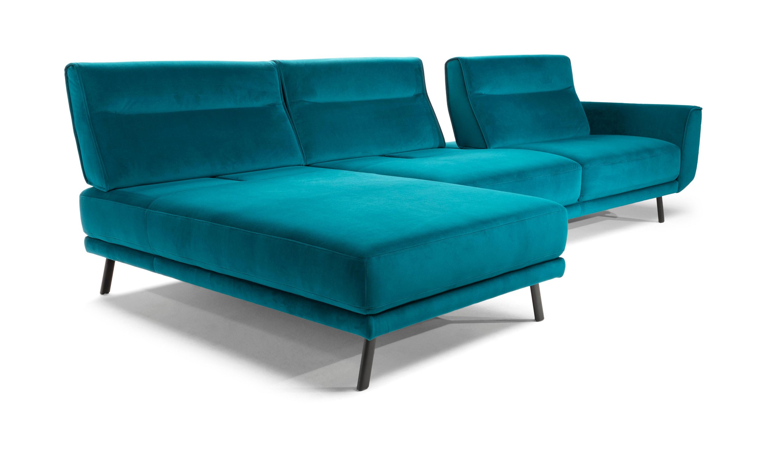Rotterdam Fabric/Leather L-Shape Sectional Sofa w/ Motion & Chaise Lounge