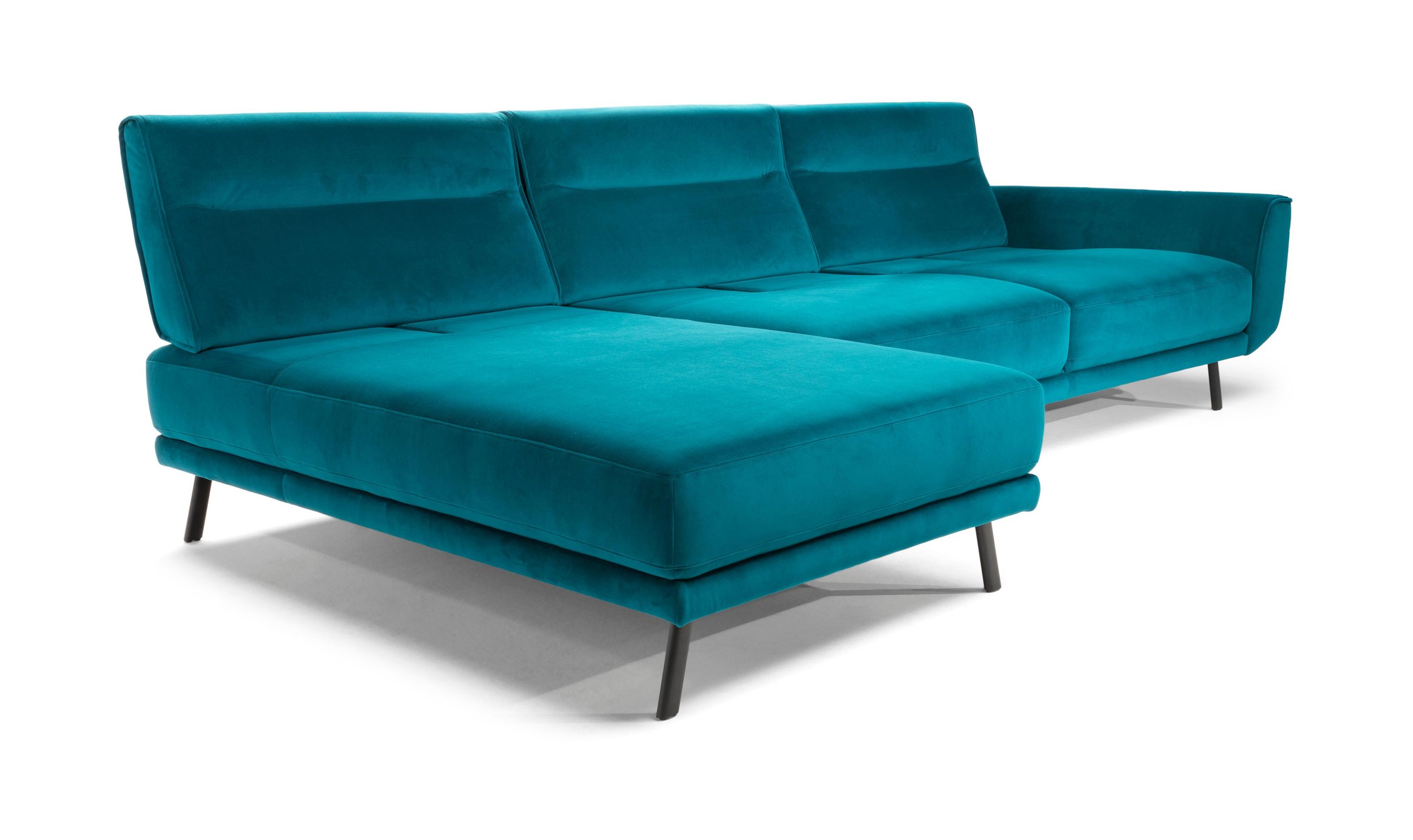 Rotterdam Fabric/Leather L-Shape Sectional Sofa w/ Motion & Chaise Lounge