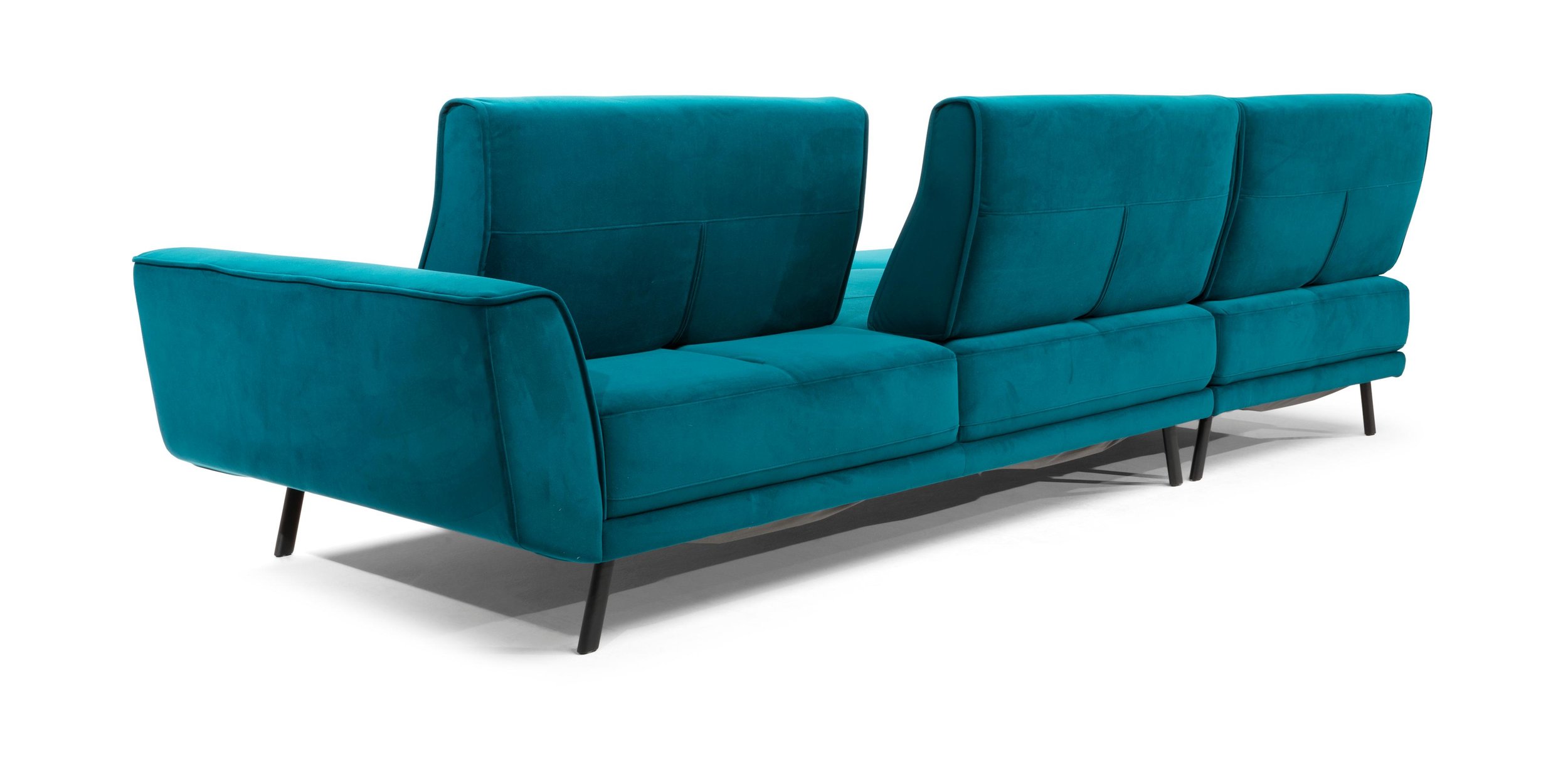 Rotterdam Fabric/Leather L-Shape Sectional Sofa w/ Motion & Chaise Lounge