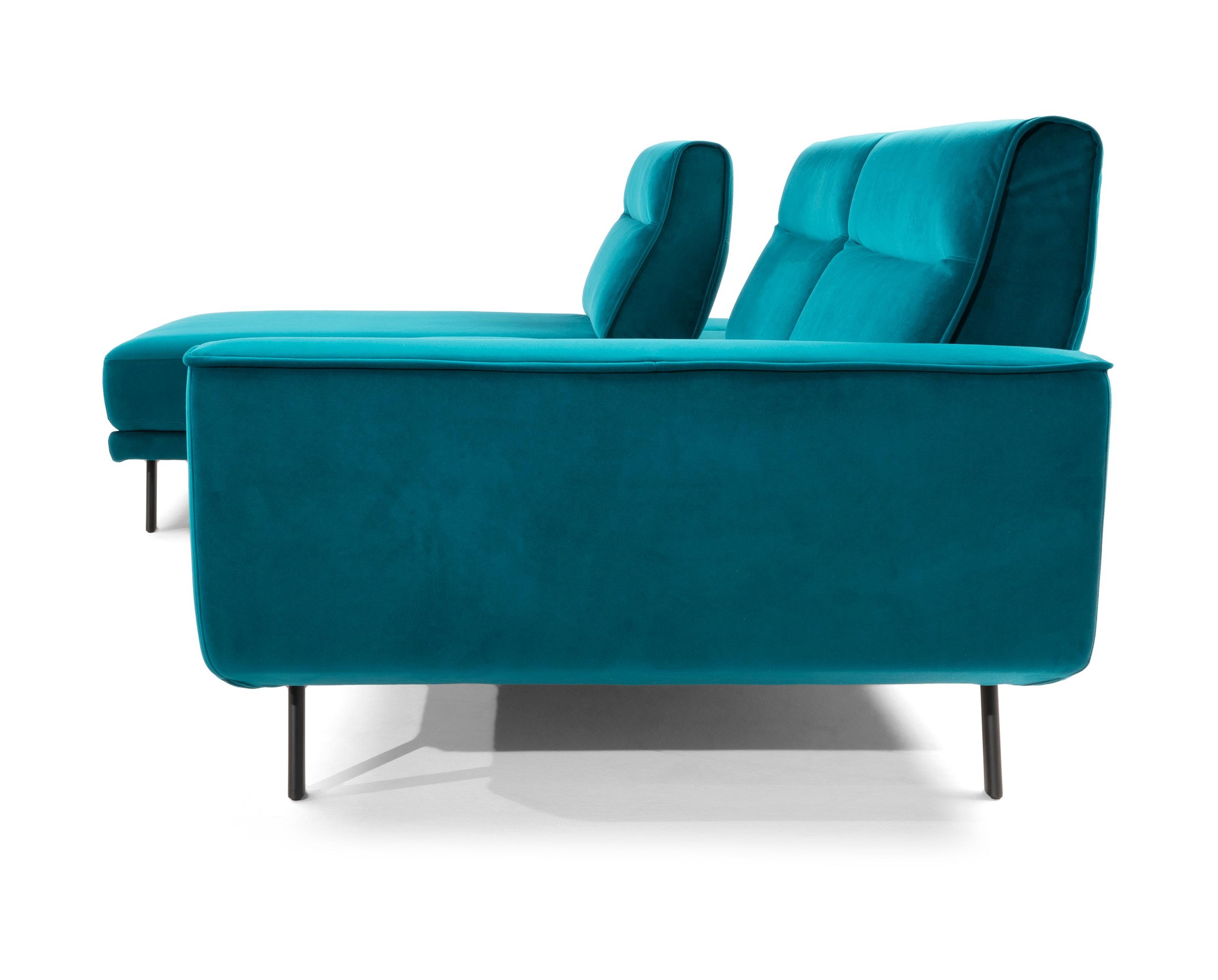 Rotterdam Fabric/Leather L-Shape Sectional Sofa w/ Motion & Chaise Lounge