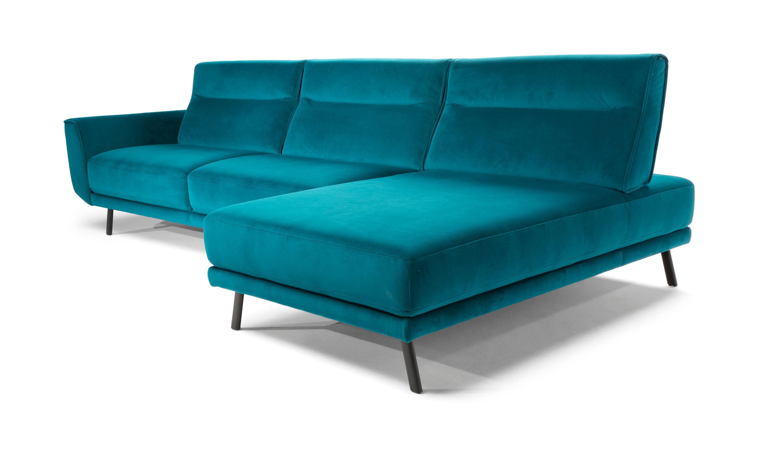 Rotterdam Fabric/Leather L-Shape Sectional Sofa w/ Motion & Chaise Lounge