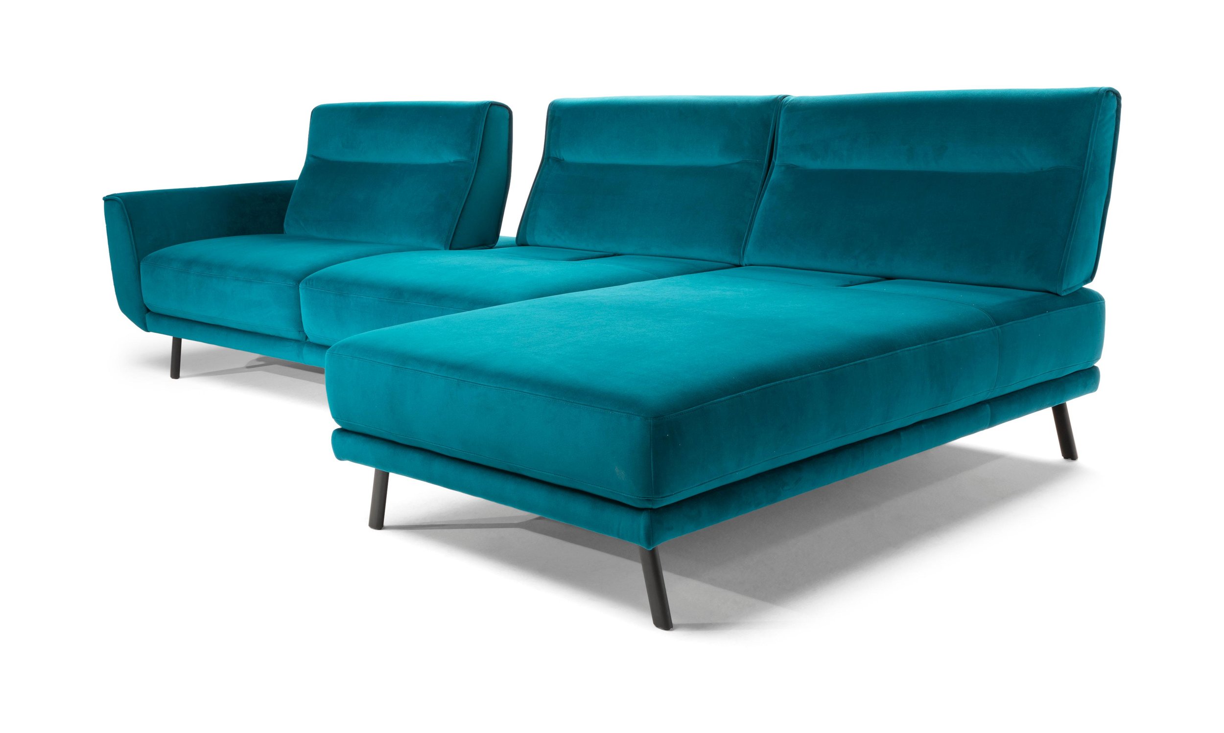 Rotterdam Fabric/Leather L-Shape Sectional Sofa w/ Motion & Chaise Lounge