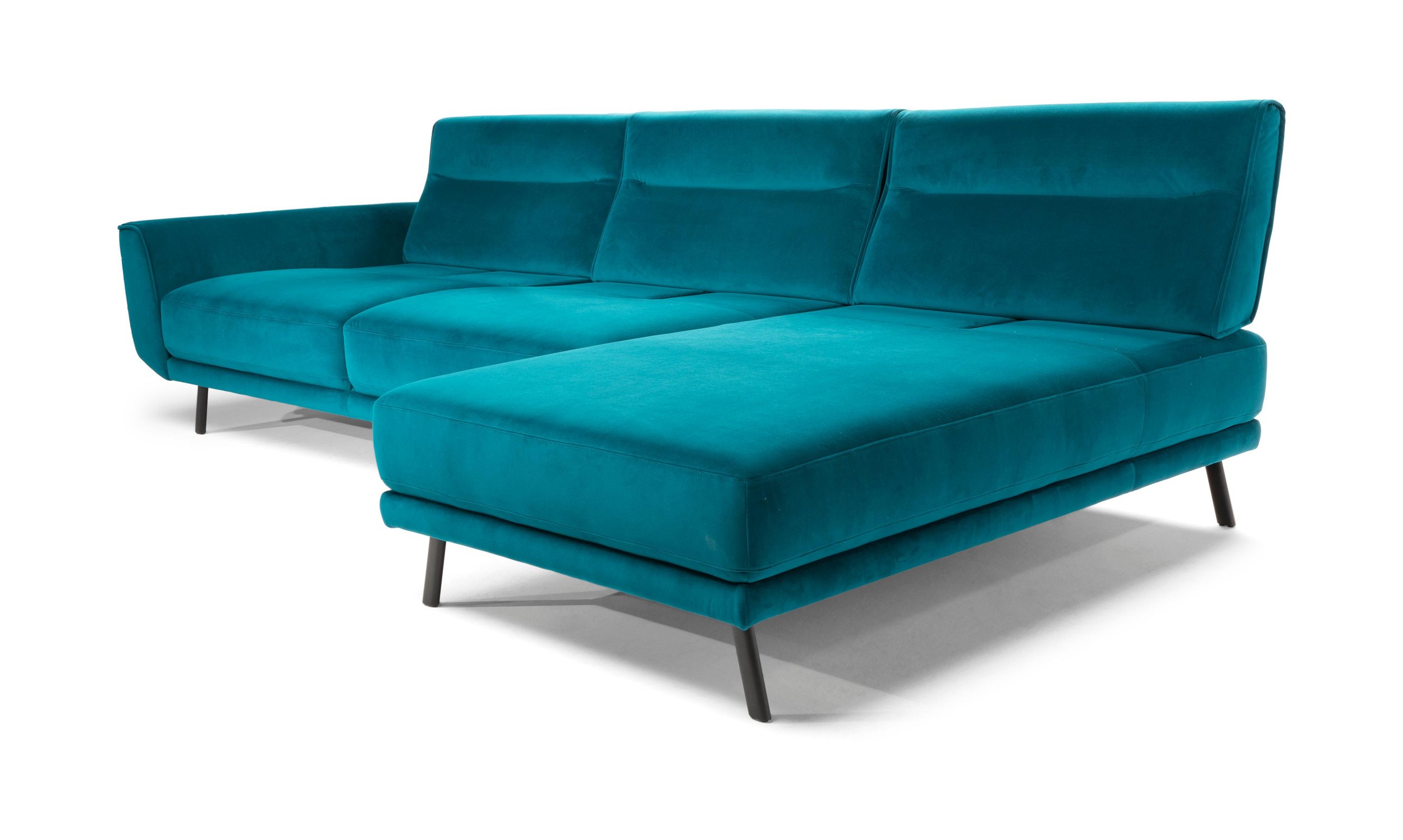 Rotterdam Fabric/Leather L-Shape Sectional Sofa w/ Motion & Chaise Lounge