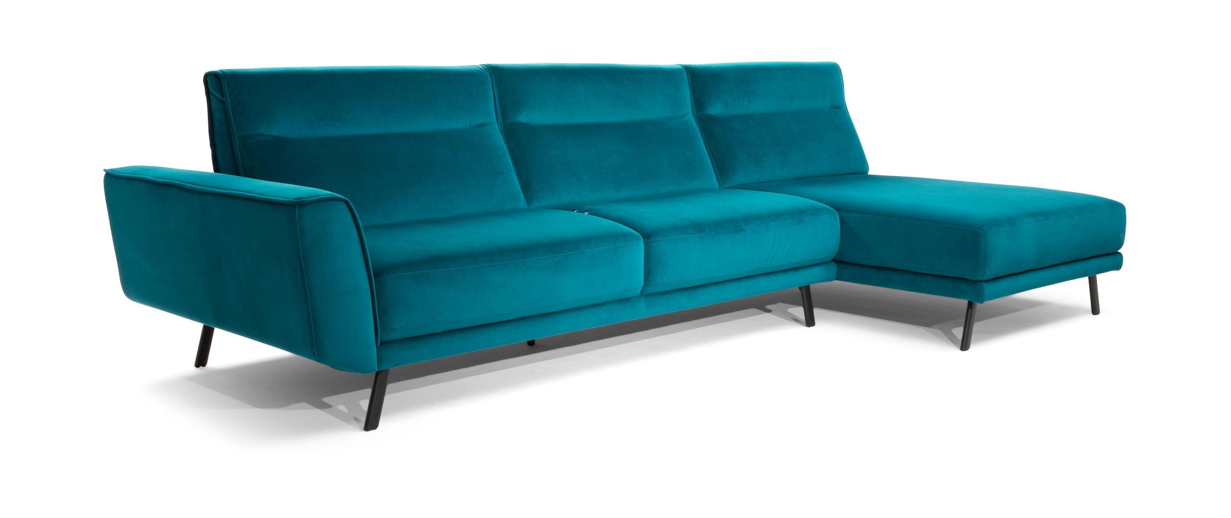 Rotterdam Fabric/Leather L-Shape Sectional Sofa w/ Motion & Chaise Lounge