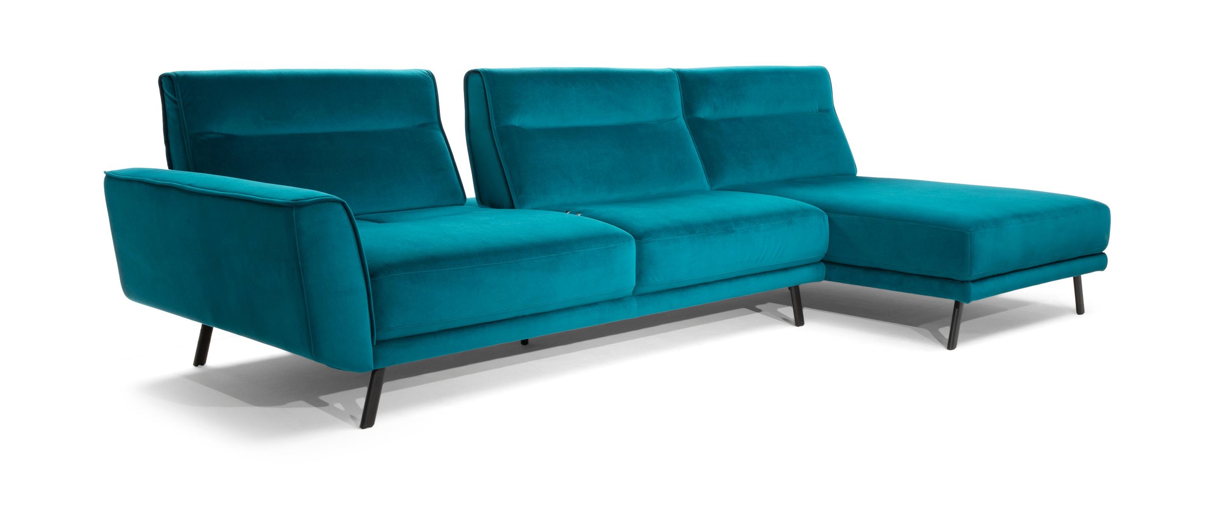 Rotterdam Fabric/Leather L-Shape Sectional Sofa w/ Motion & Chaise Lounge