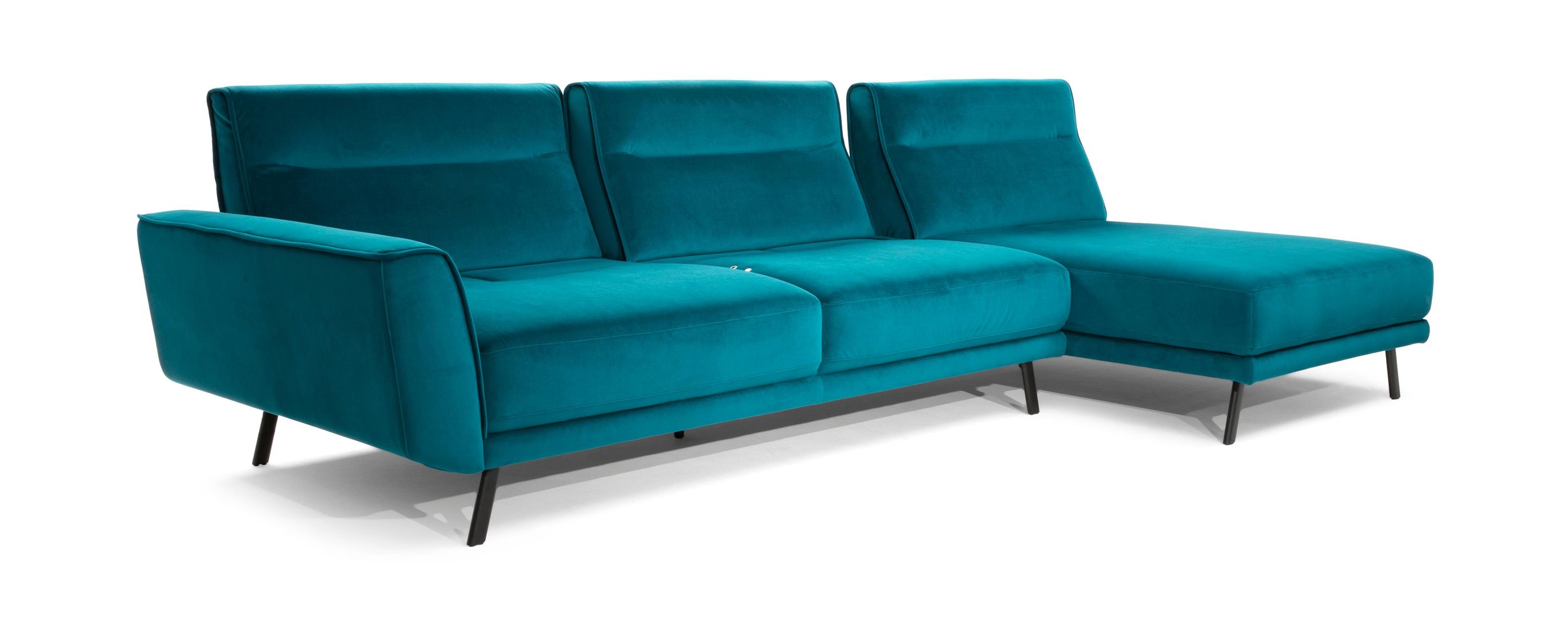 Rotterdam Fabric/Leather L-Shape Sectional Sofa w/ Motion & Chaise Lounge