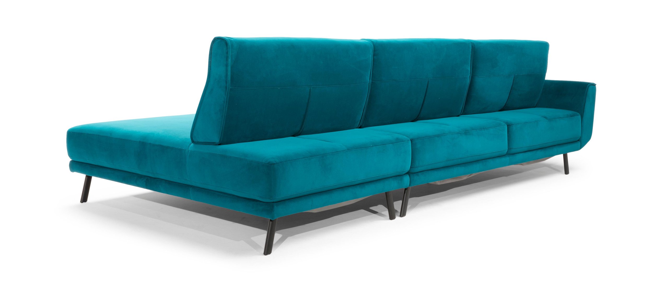 Rotterdam Fabric/Leather L-Shape Sectional Sofa w/ Motion & Chaise Lounge