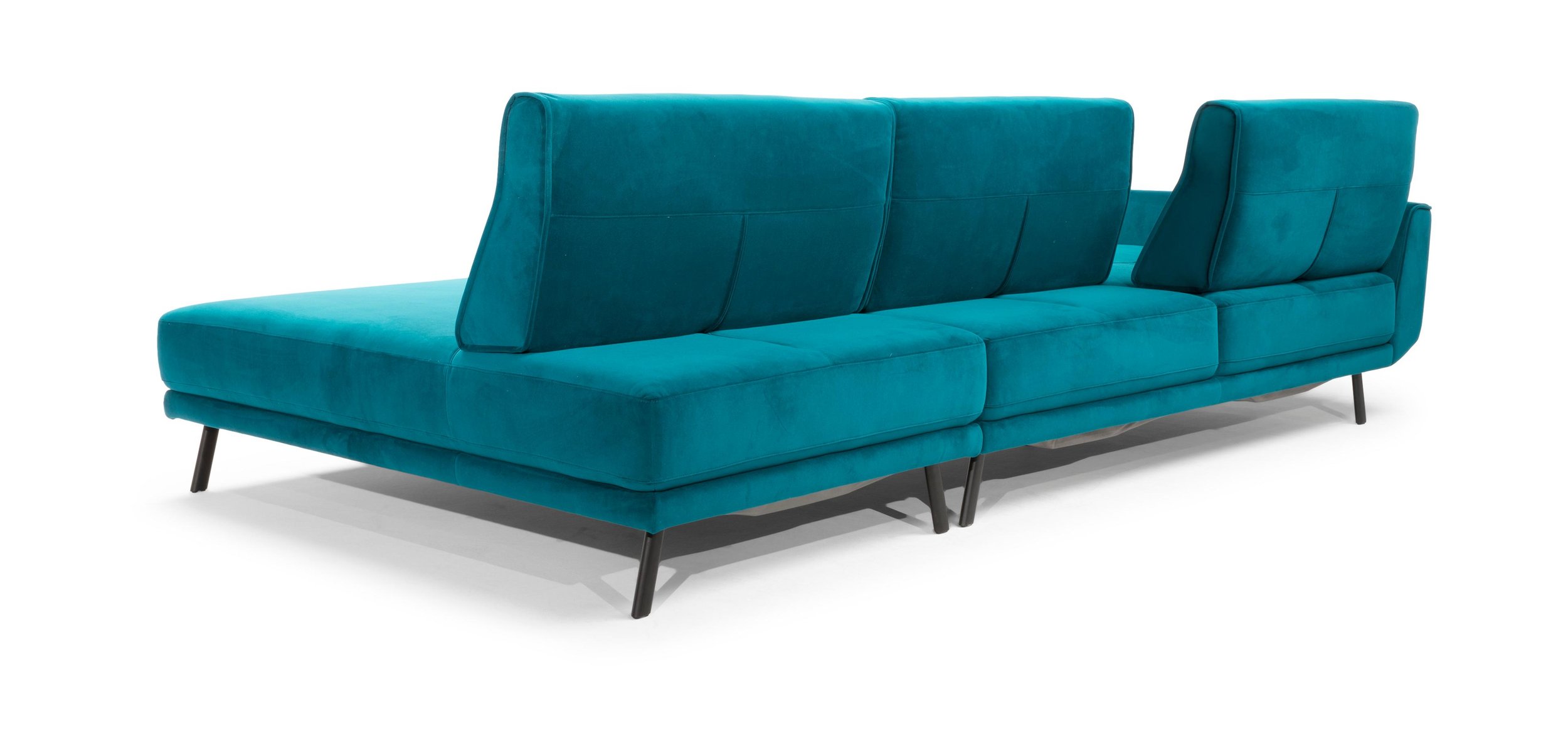 Rotterdam Fabric/Leather L-Shape Sectional Sofa w/ Motion & Chaise Lounge