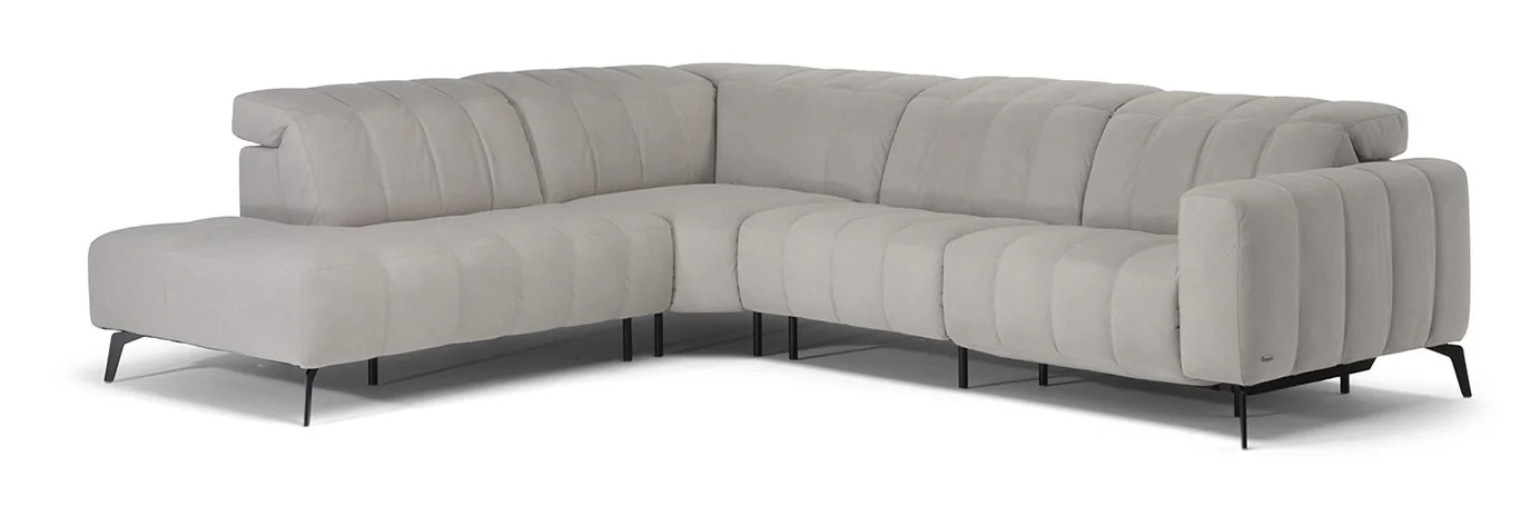 Portento Fabric/Leather L-Shaped Sectional Sofa, Comp 1