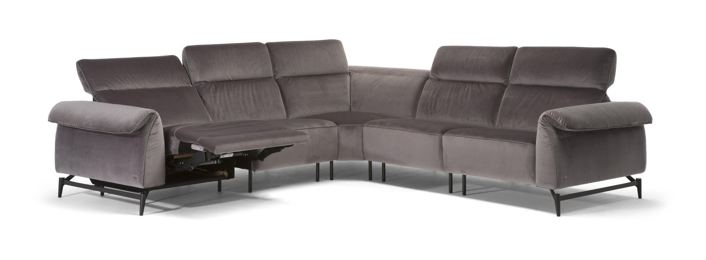 Leggiadro Fabric/Leather L-Shape Sectional Sofa