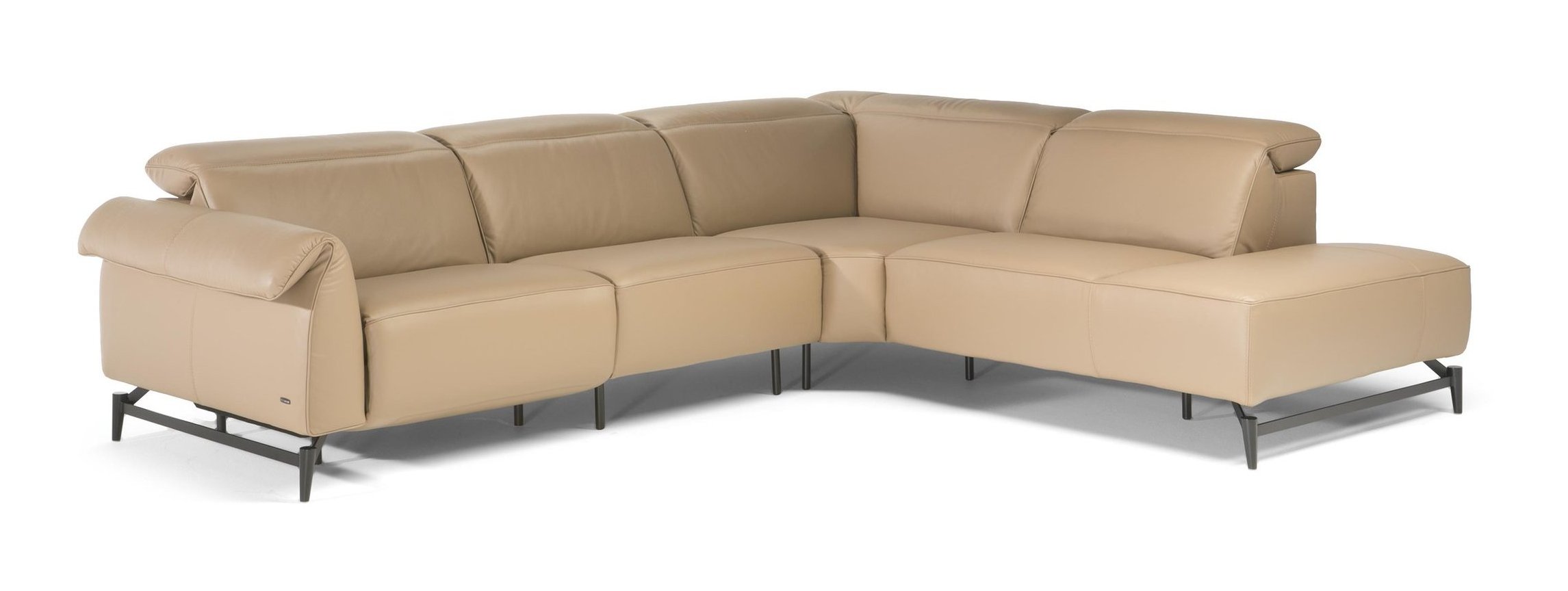 Leggiadro Fabric/Leather L-Shape Sectional Sofa w/Recliner & Small Chaise