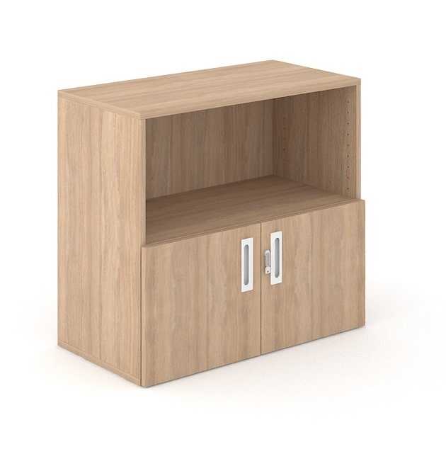 Choice 2H Office Cabinet w/Lock, Open Shelf & 2 Doors