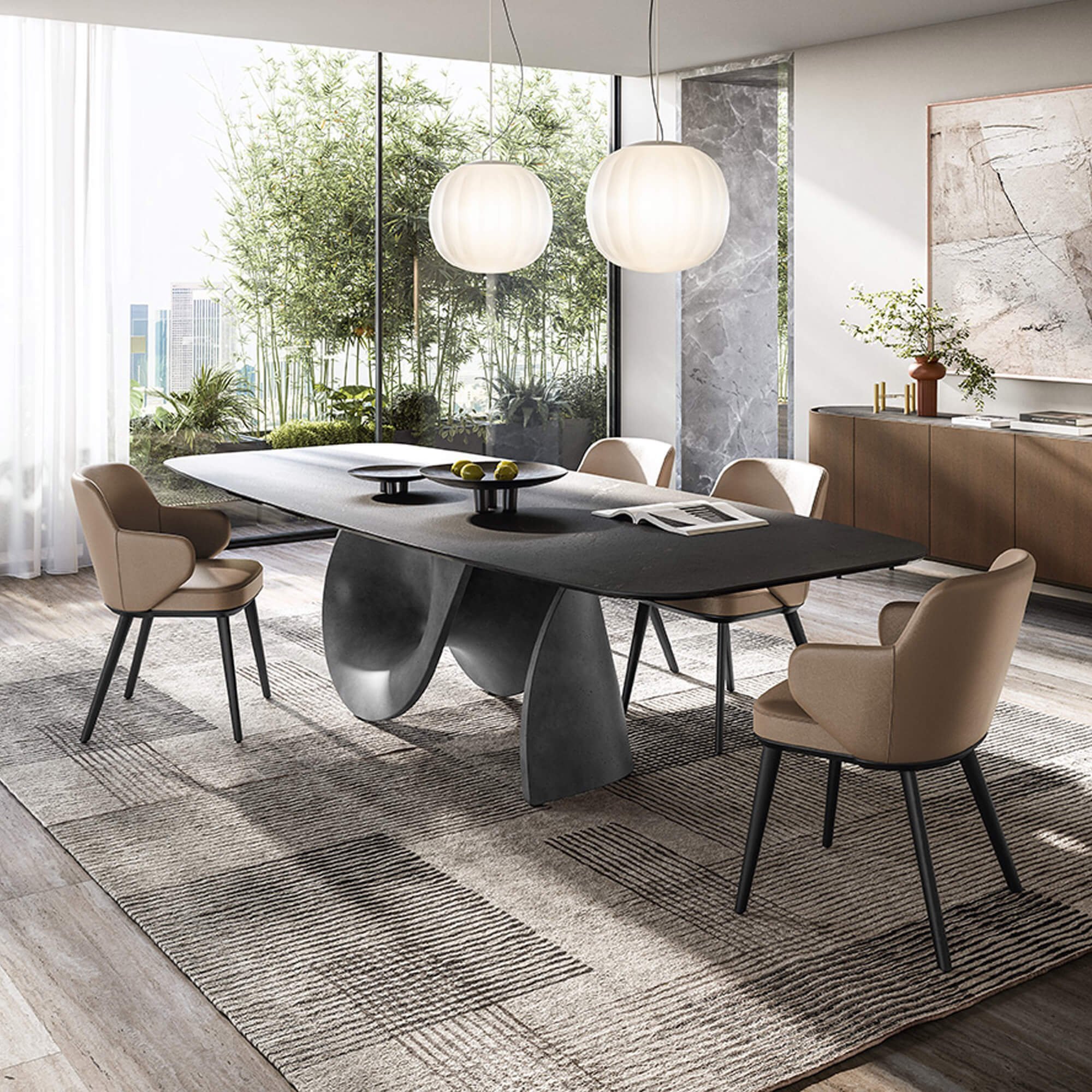 Zen Polypropylene/Polyester Japanese Ink-Design Rug