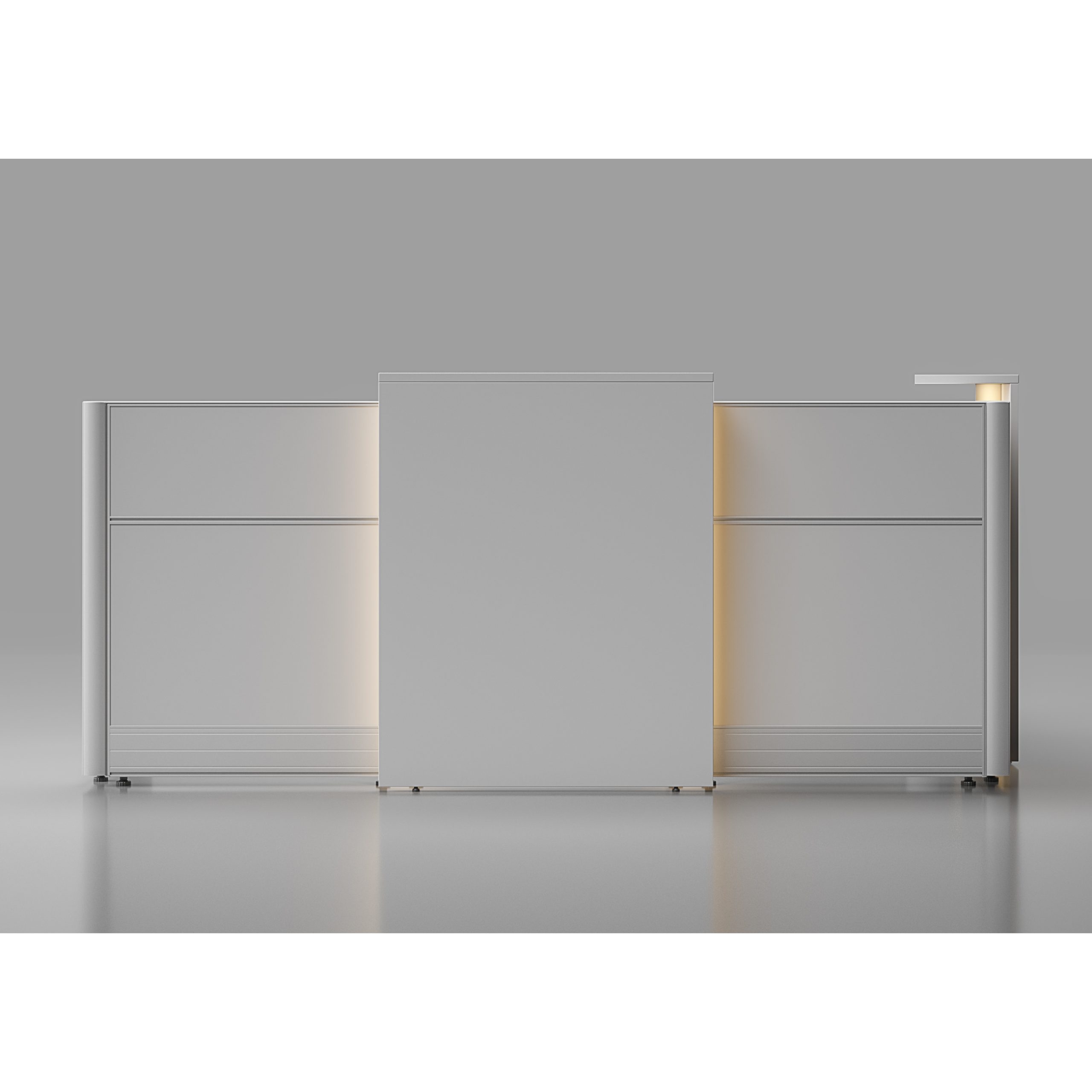 Flex 86"x98" L-Shape Reception Desk with Light Panels