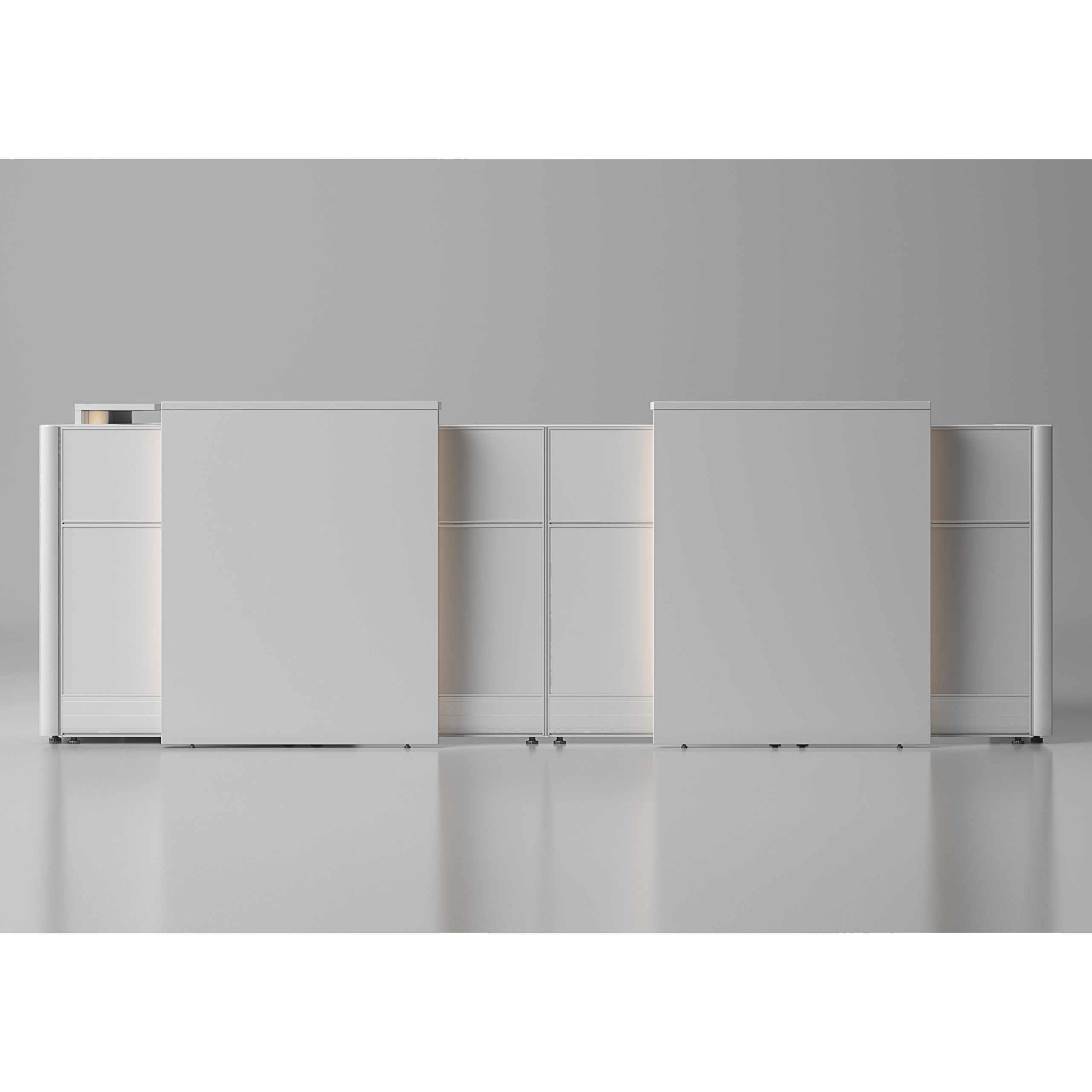Kansole Flex 130"x98" L-Shape Reception Desk with Light Panels