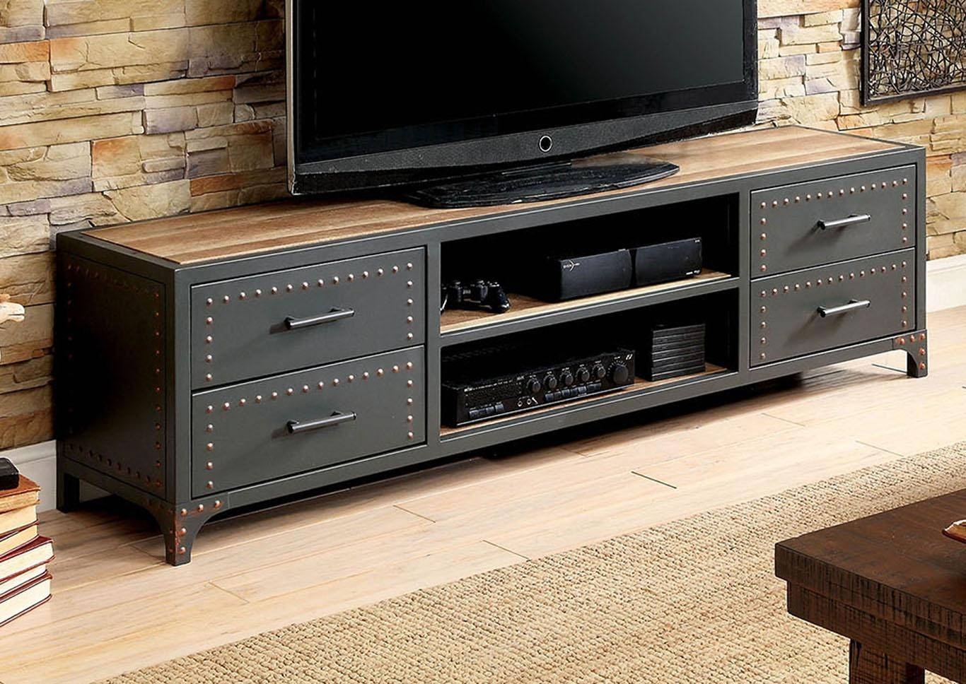 Galway Metal/Wood TV Stand w/4 Drawers
