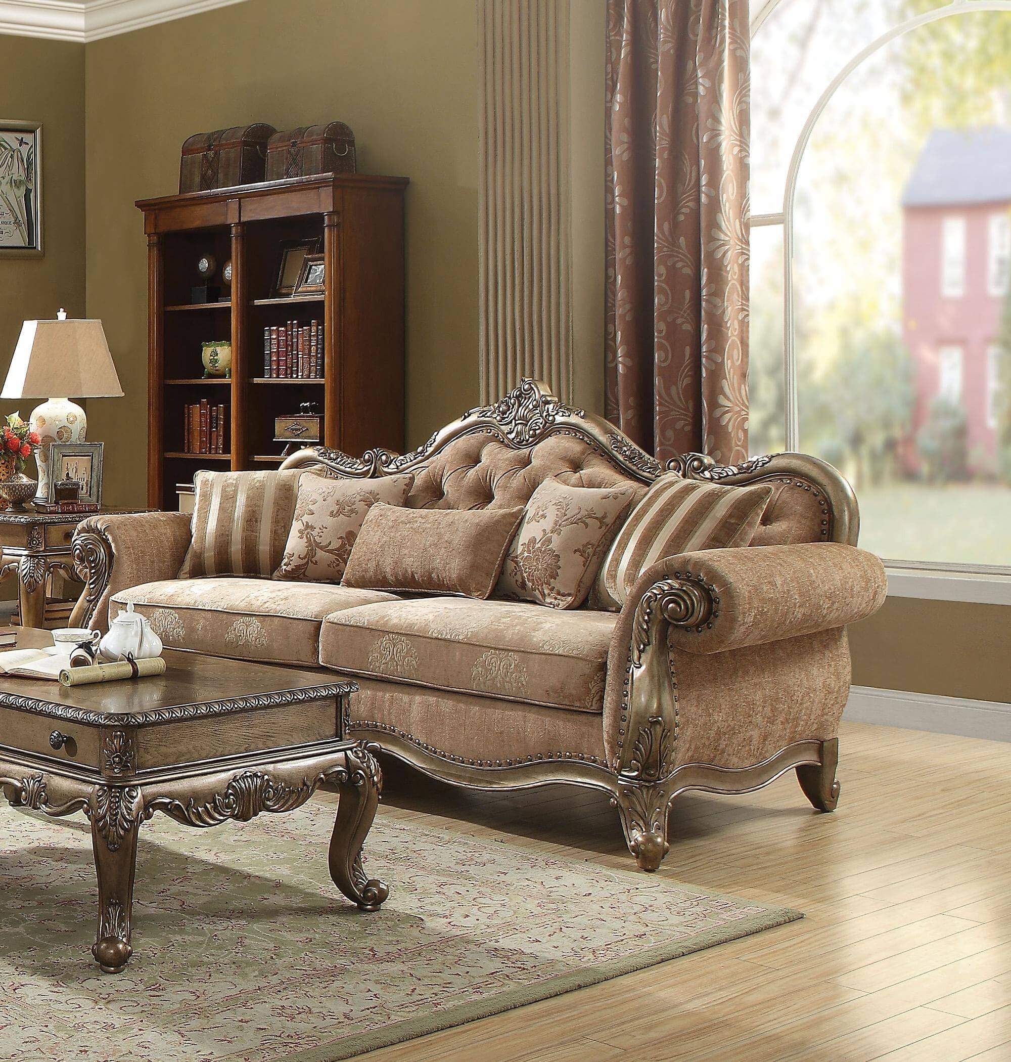 Acme Furniture - Ragenardus Fabric & Vintage Oak Sofa 