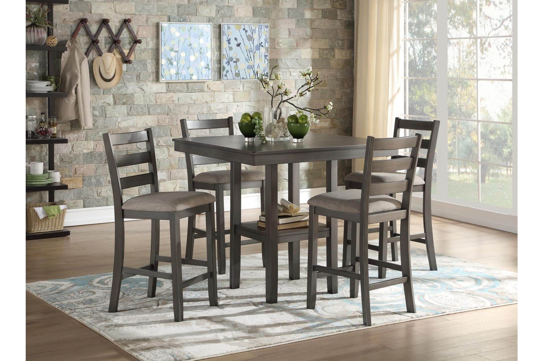 Sharon Transitional Counter Height Dining Room Set (Table + 4Chairs) by Homelegance