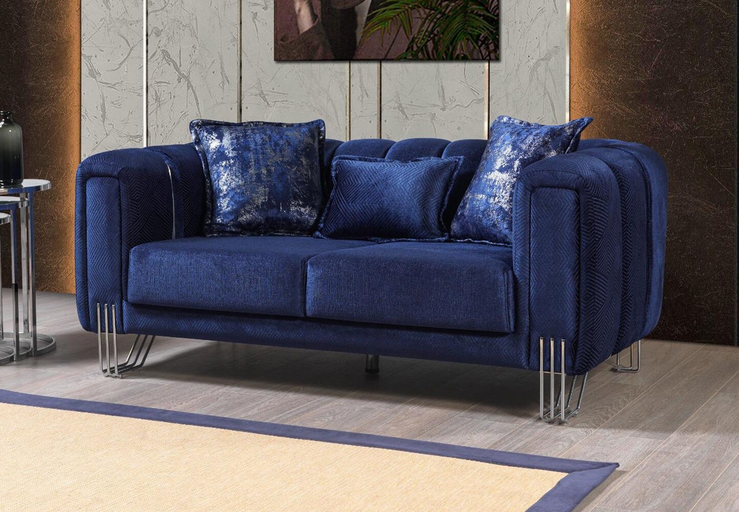 Almira Fabric Velvet Living Set