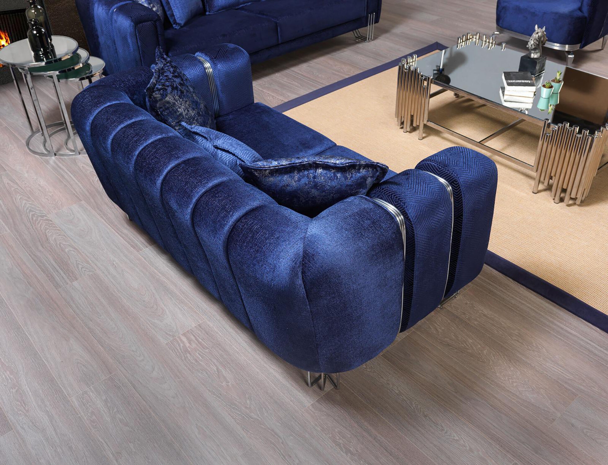 Almira Fabric Velvet Living Set