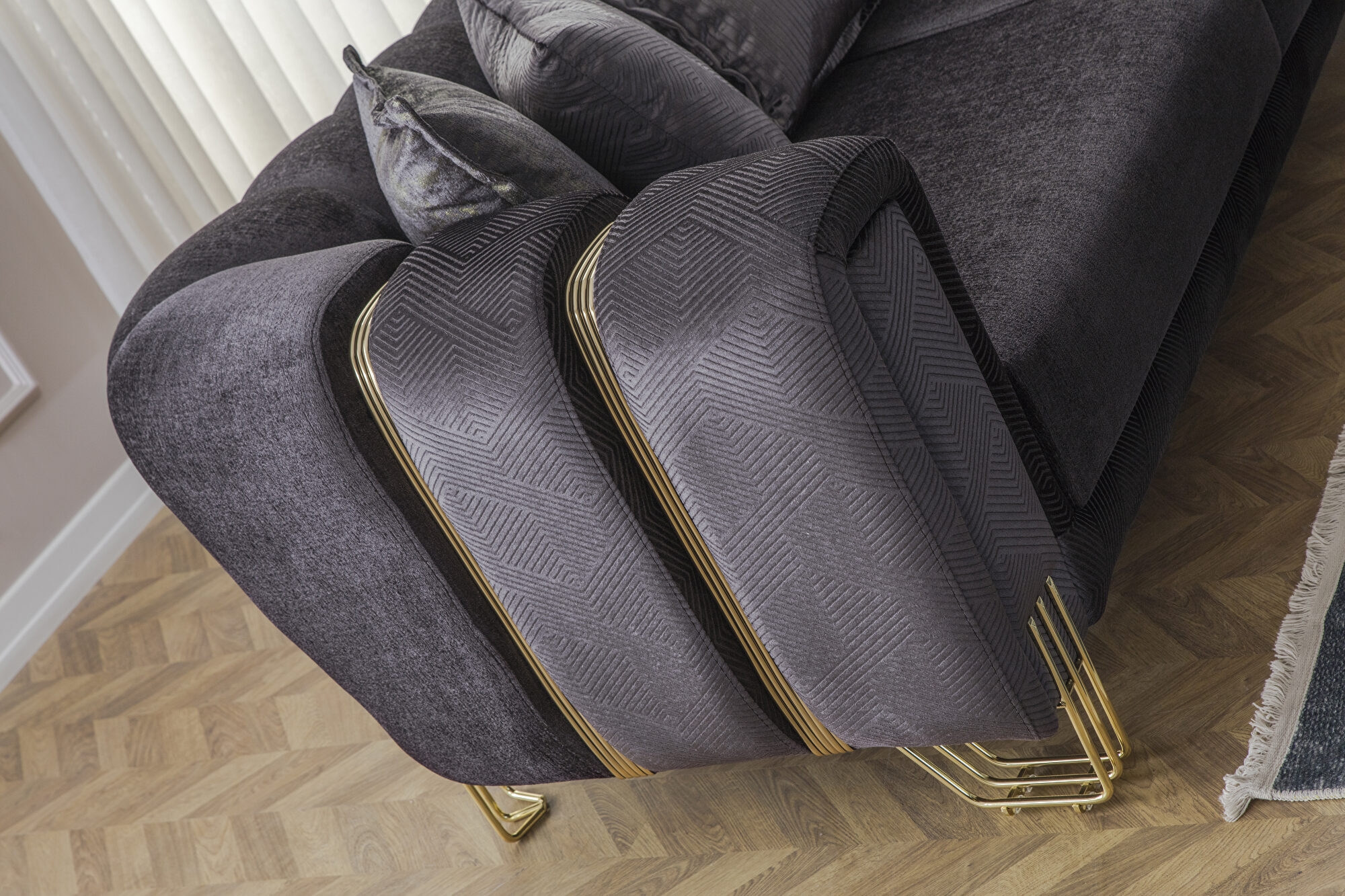 Almira Fabric Velvet Living Set