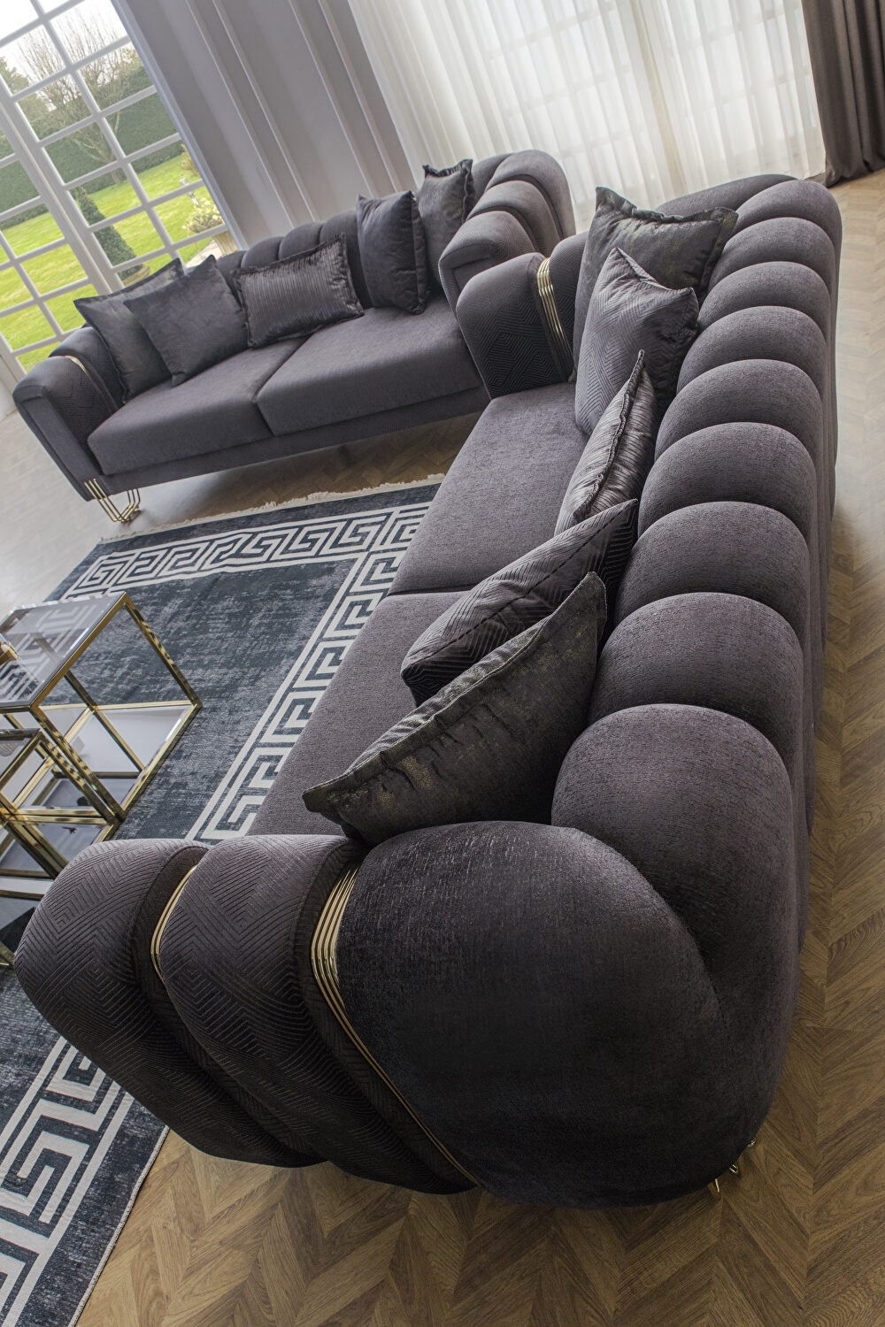 Almira Fabric Velvet Living Set