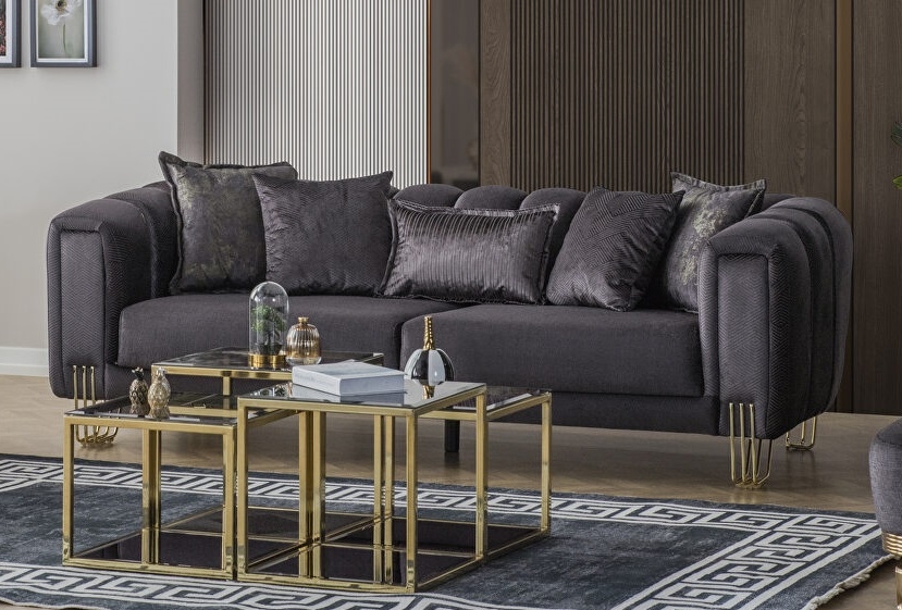 Almira Fabric Velvet Living Set