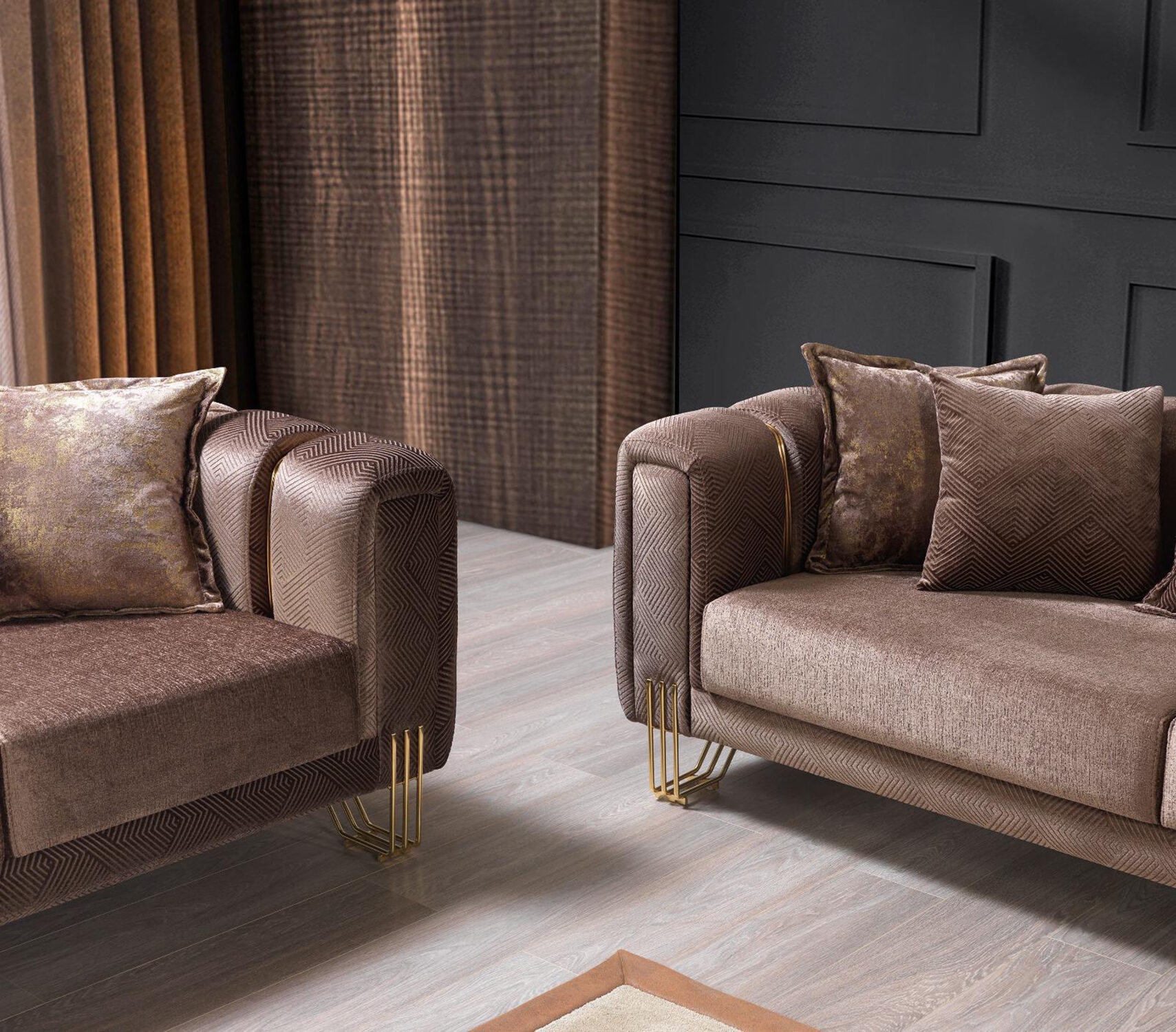 Almira Fabric Velvet Living Set