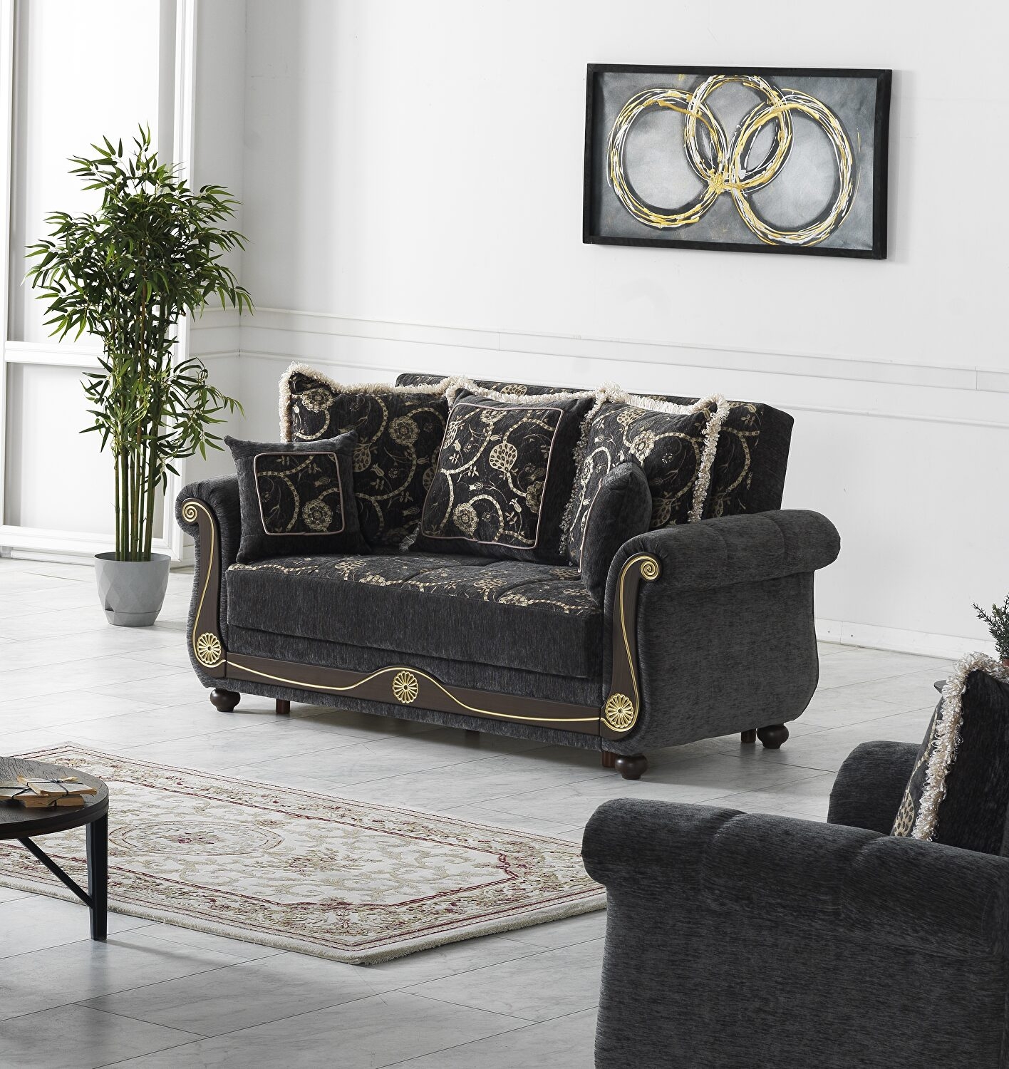 Americana Fabric Convertible Loveseat