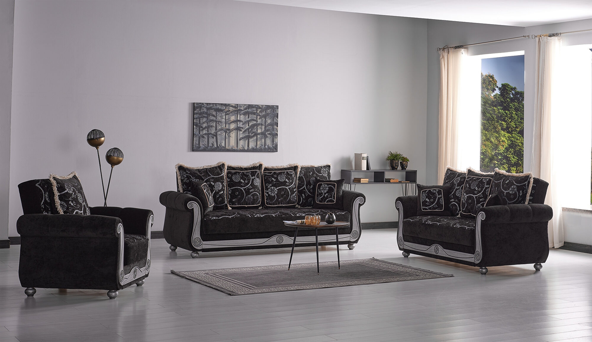 Americana Fabric Convertible Living Room Set