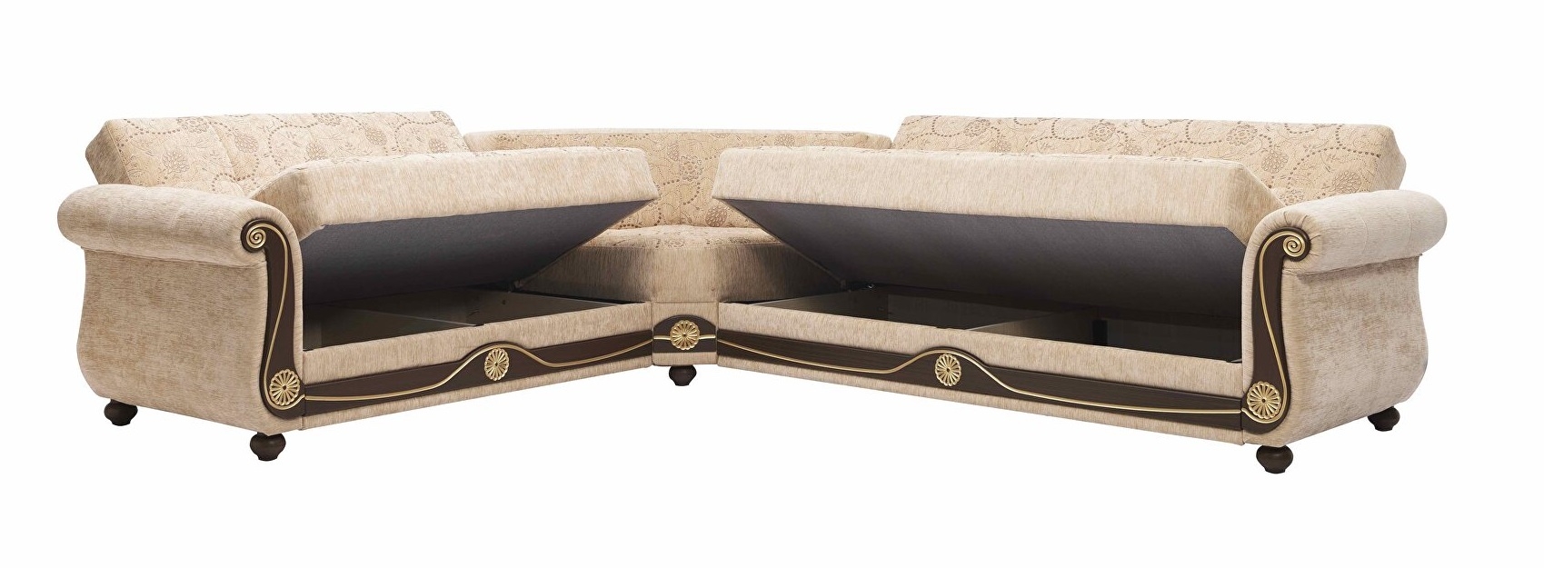 Americana Beige Fabric Sectional Sofa
