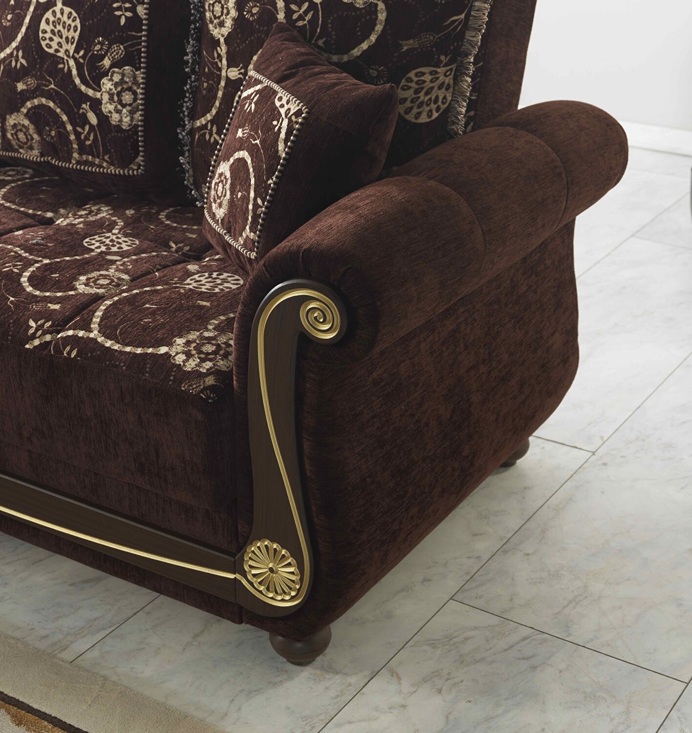 Americana Fabric Convertible L-Shaped Sectional Sofa
