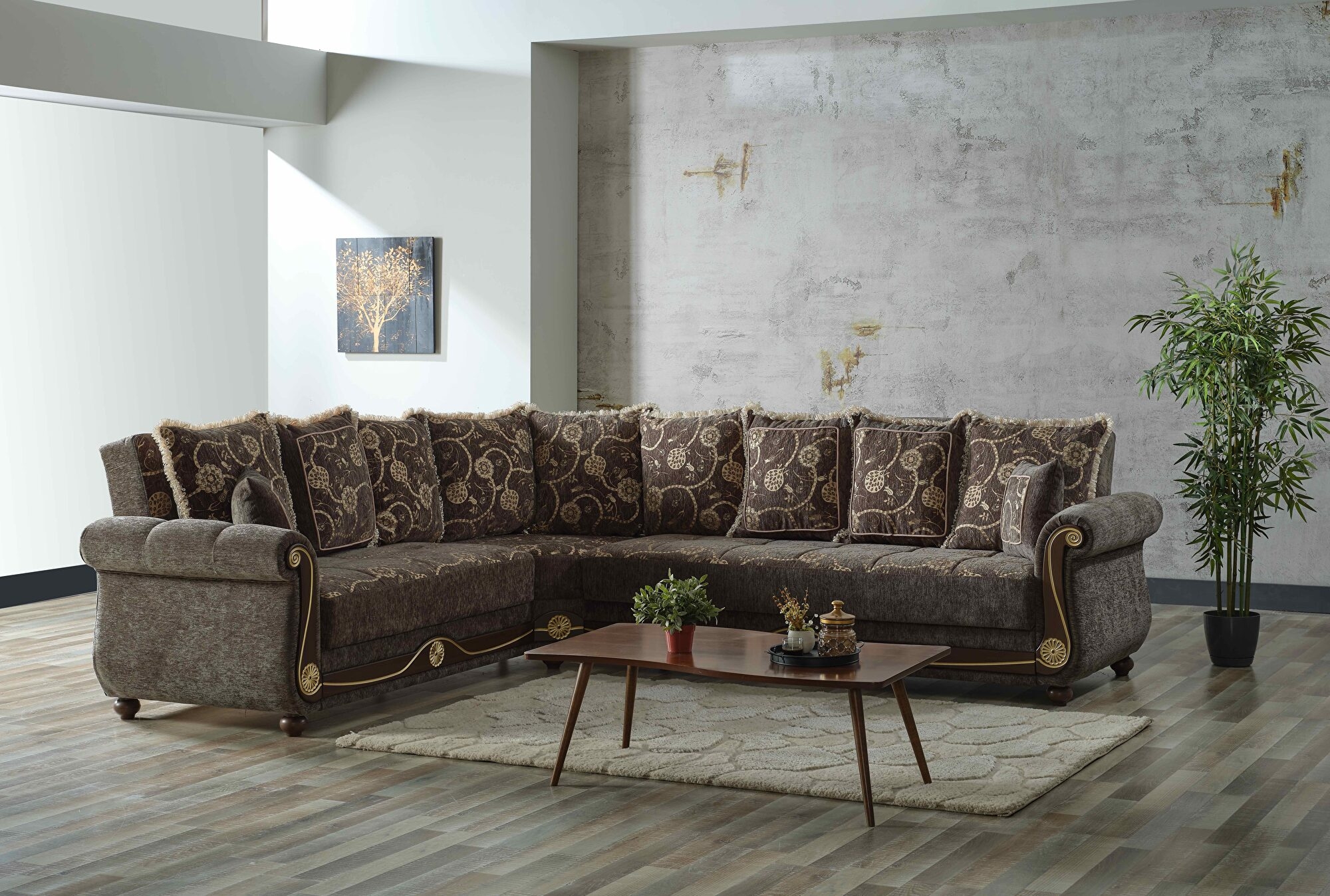 Americana Fabric Convertible L-Shaped Sectional Sofa