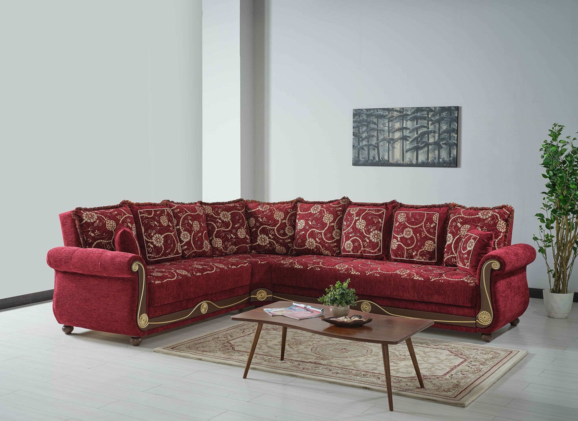 Americana Customizable Fabric Convertible L-Shaped Modular Sectional Sofa, Compositon 1