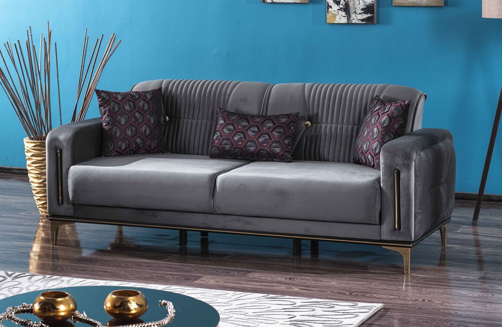 Angel Fabric Convertible Low Profile Living Set