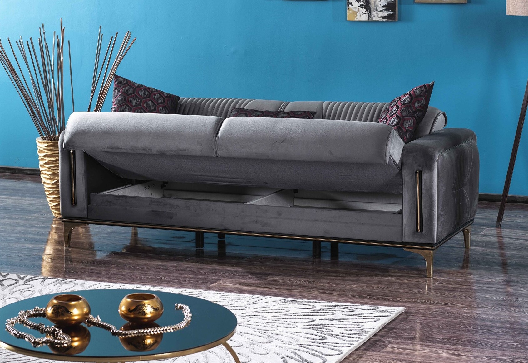 Angel Fabric Convertible Low Profile Living Set